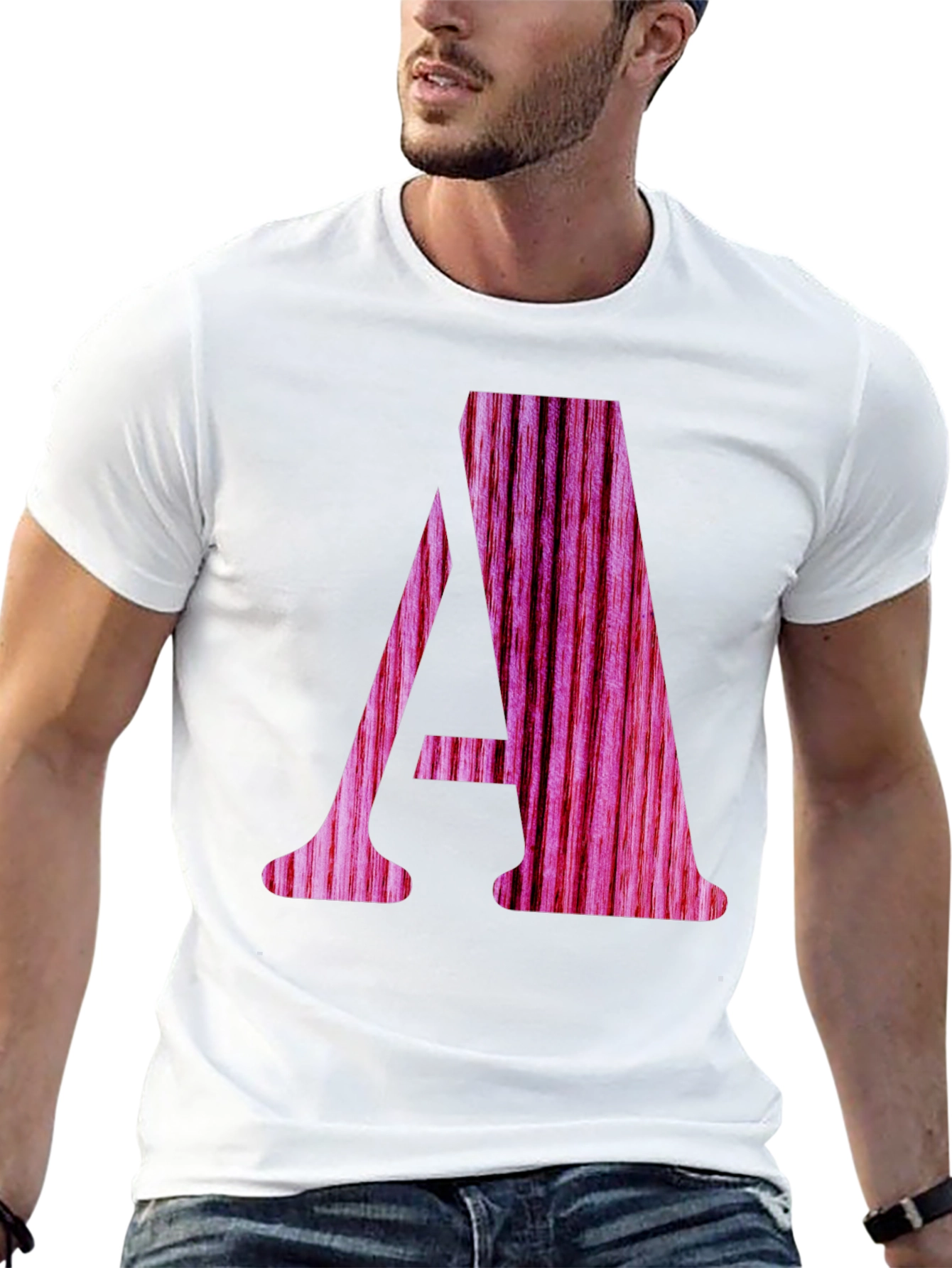 Letter A Wood Grain Graphic T-Shirt