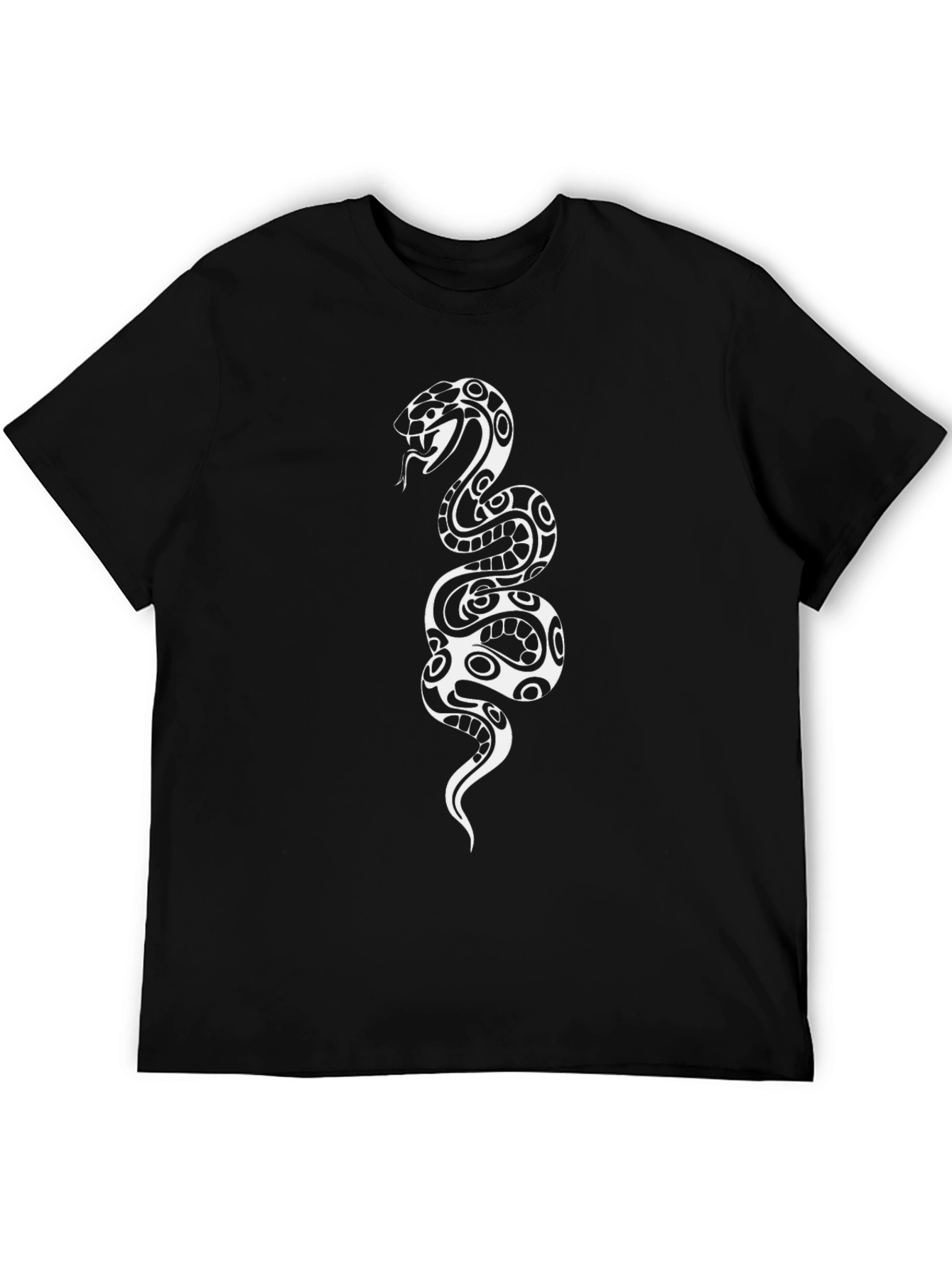 Black Tee with Tribal Snake Graphic