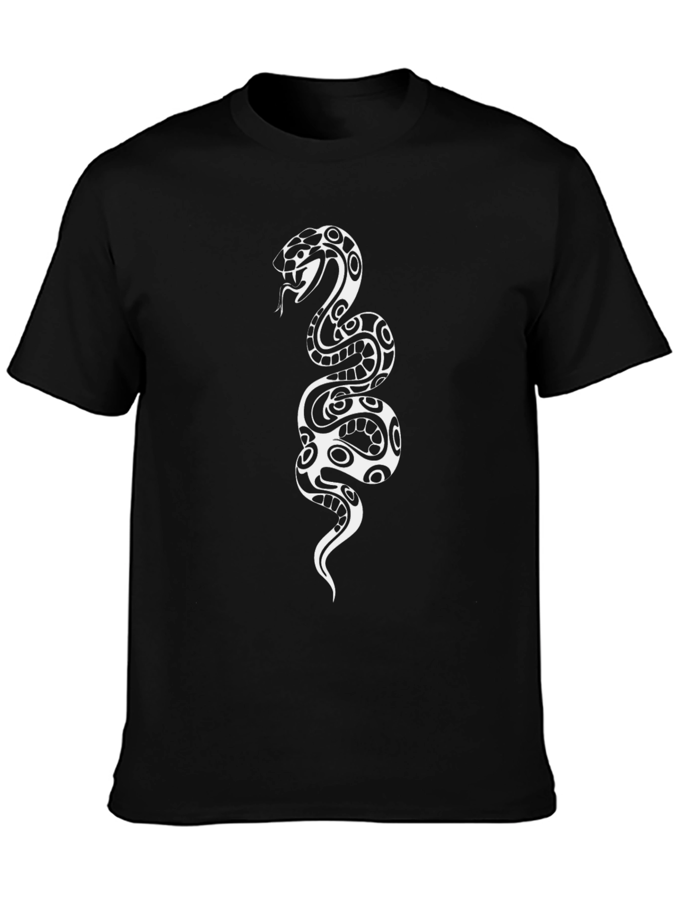 Black Tee with Tribal Snake Graphic