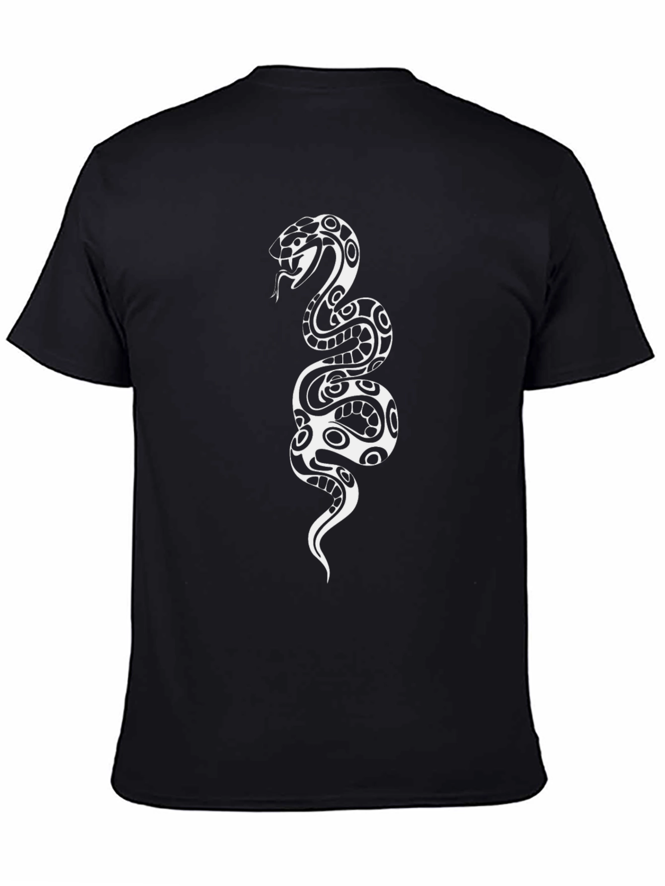 Black Tee with Tribal Snake Graphic