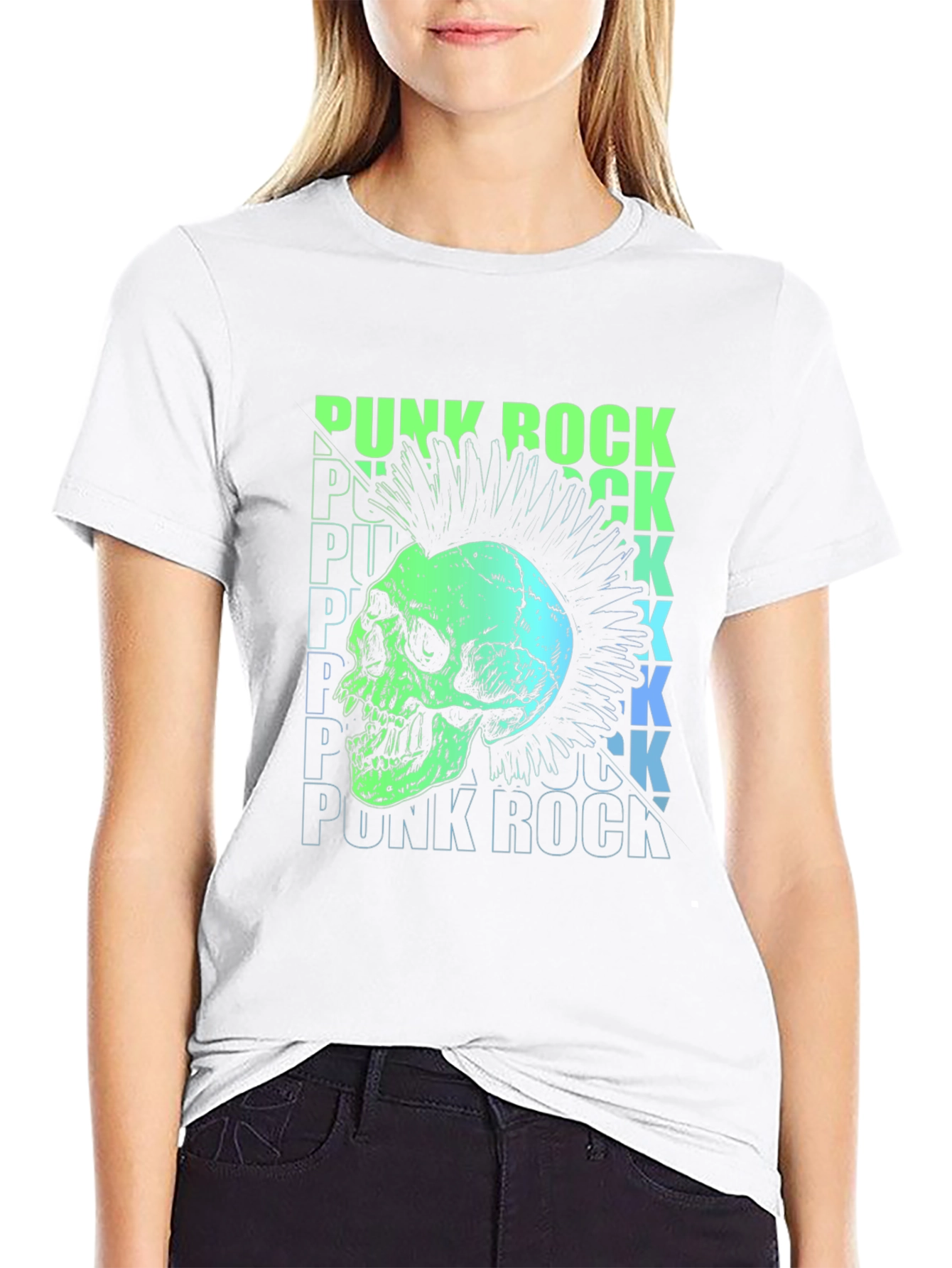 Punk Rock Skull Graphic T-Shirt