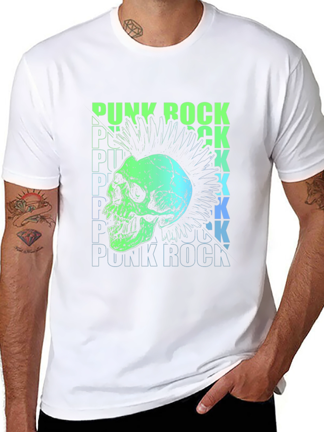 Punk Rock Skull Graphic T-Shirt