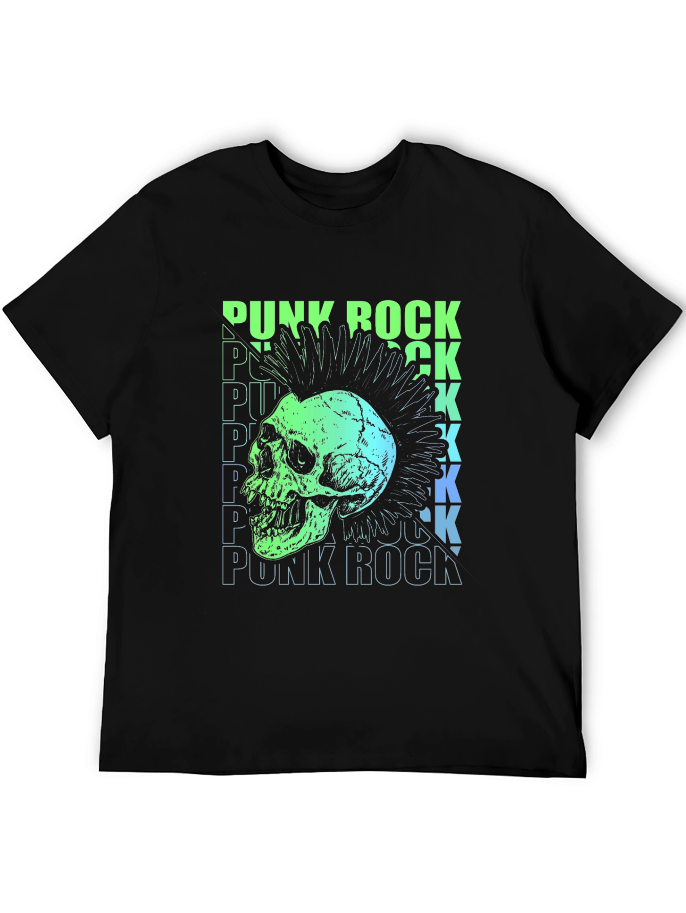 Punk Rock Skull Graphic T-Shirt