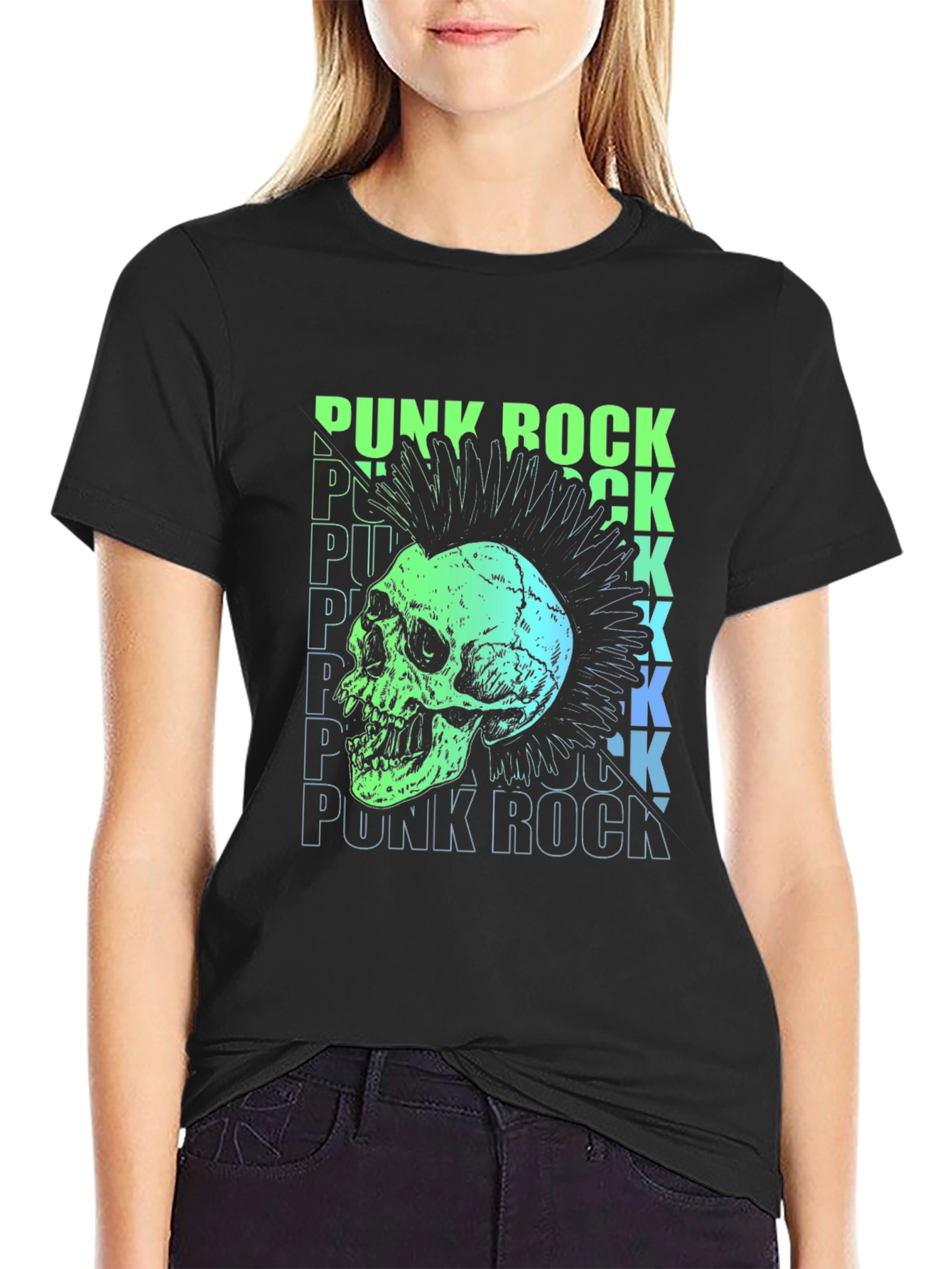 Punk Rock Skull Graphic T-Shirt
