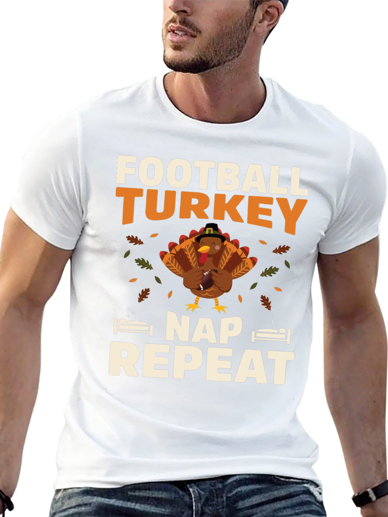 Football Turkey Nap Repeat Thanksgiving T-Shirt