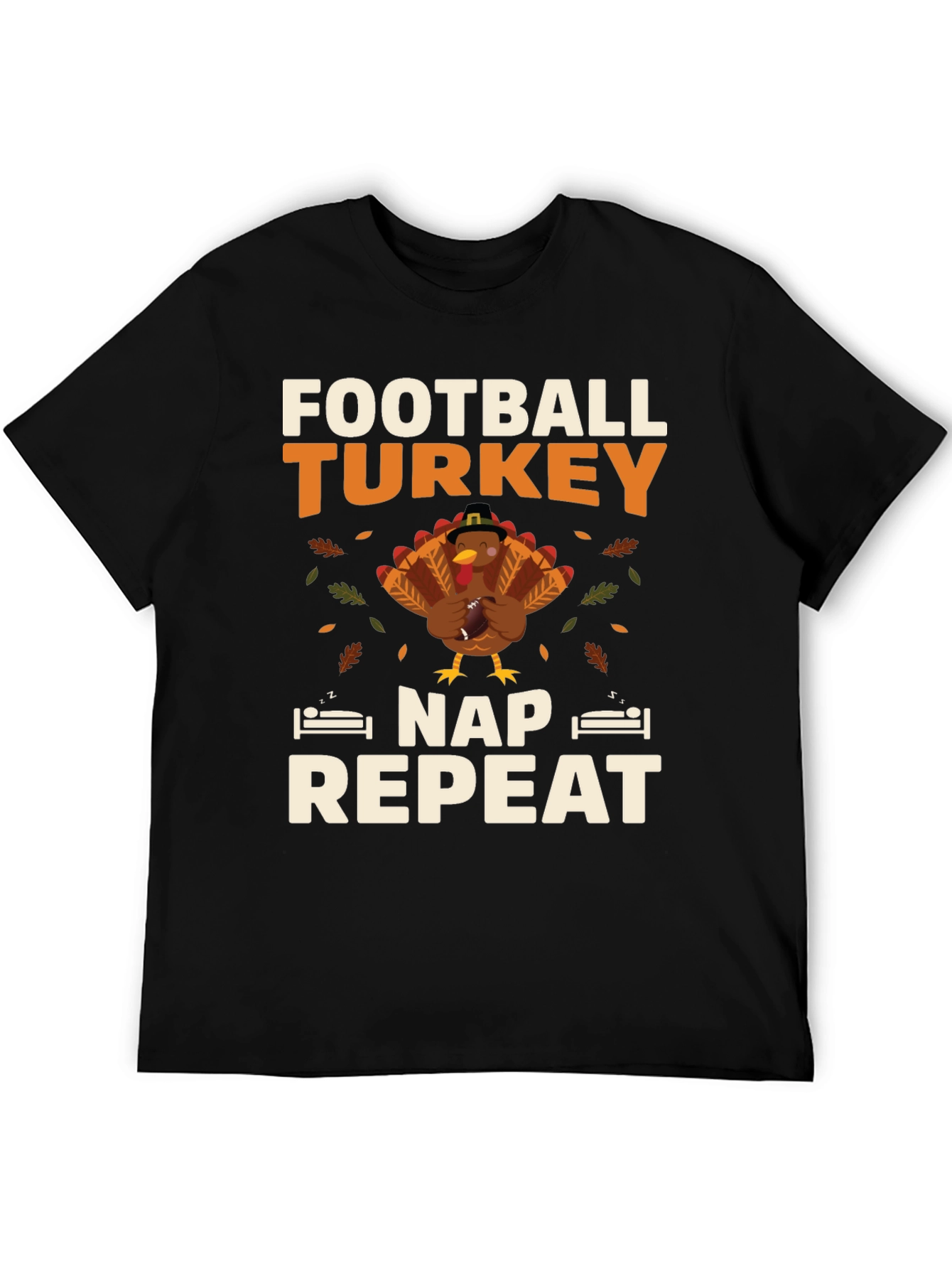 Football Turkey Nap Repeat Thanksgiving T-Shirt