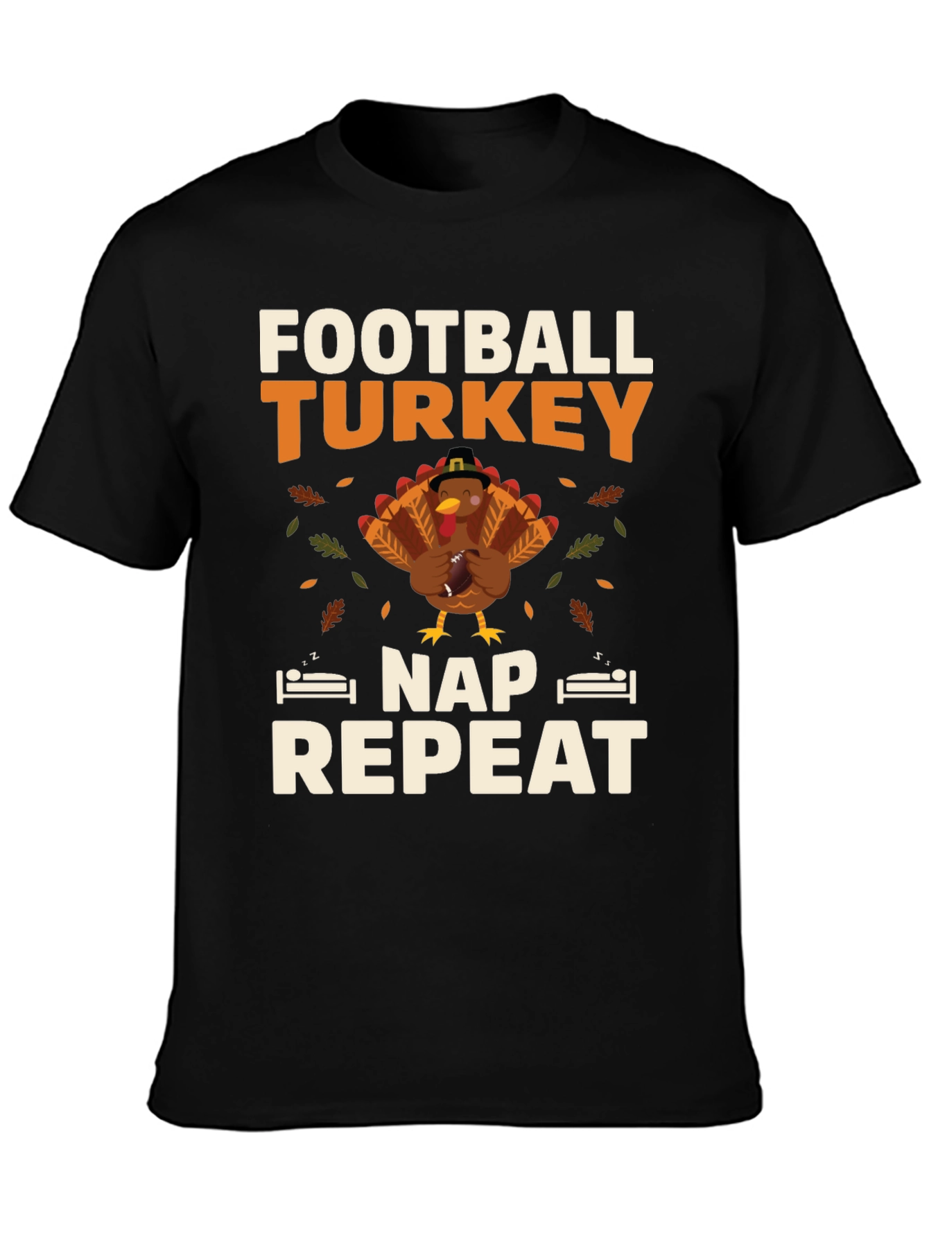 Football Turkey Nap Repeat Thanksgiving T-Shirt
