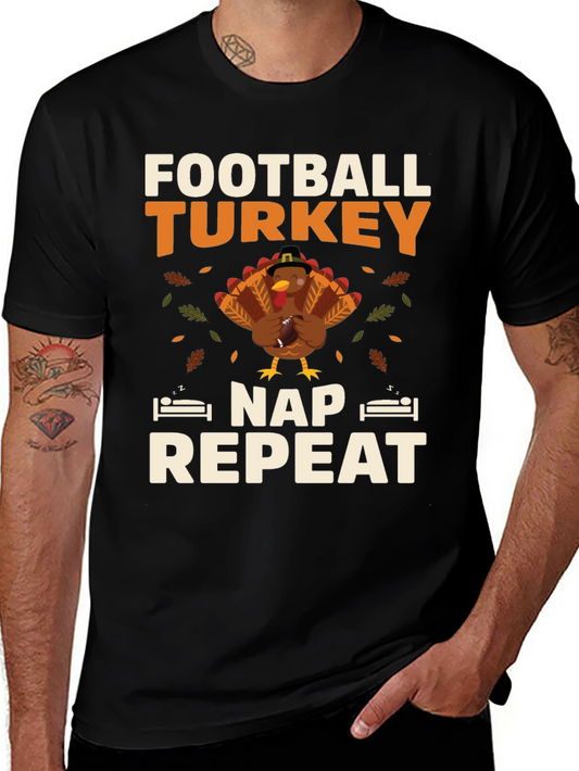 Football Turkey Nap Repeat Thanksgiving T-Shirt
