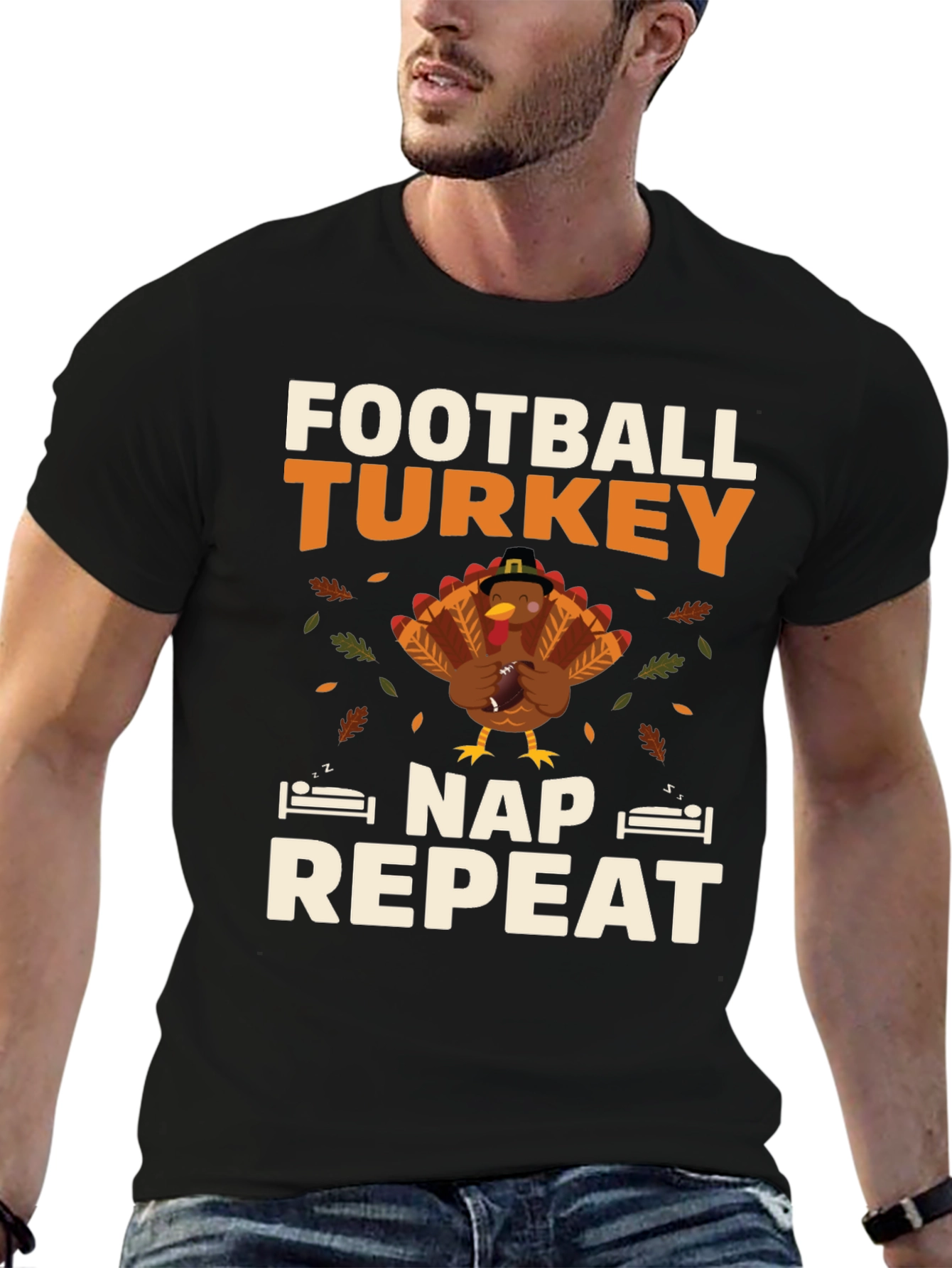 Football Turkey Nap Repeat Thanksgiving T-Shirt