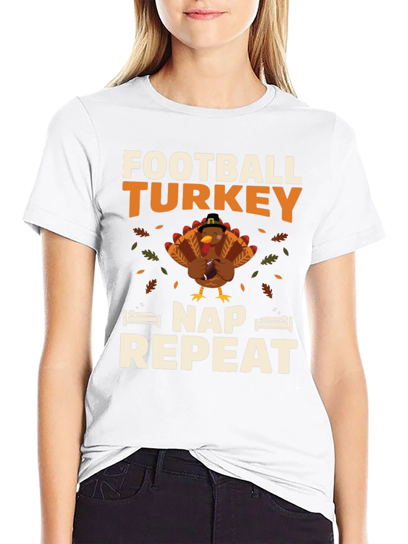 Football Turkey Nap Repeat Thanksgiving T-Shirt