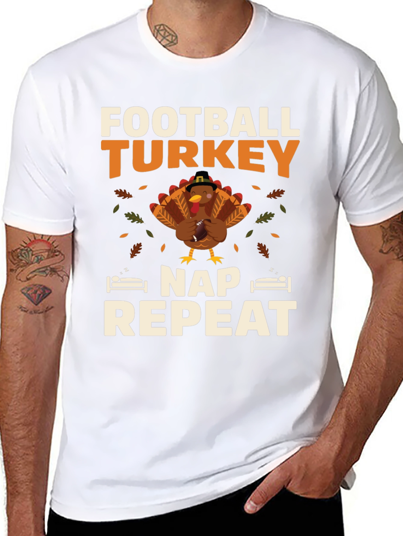 Football Turkey Nap Repeat Thanksgiving T-Shirt