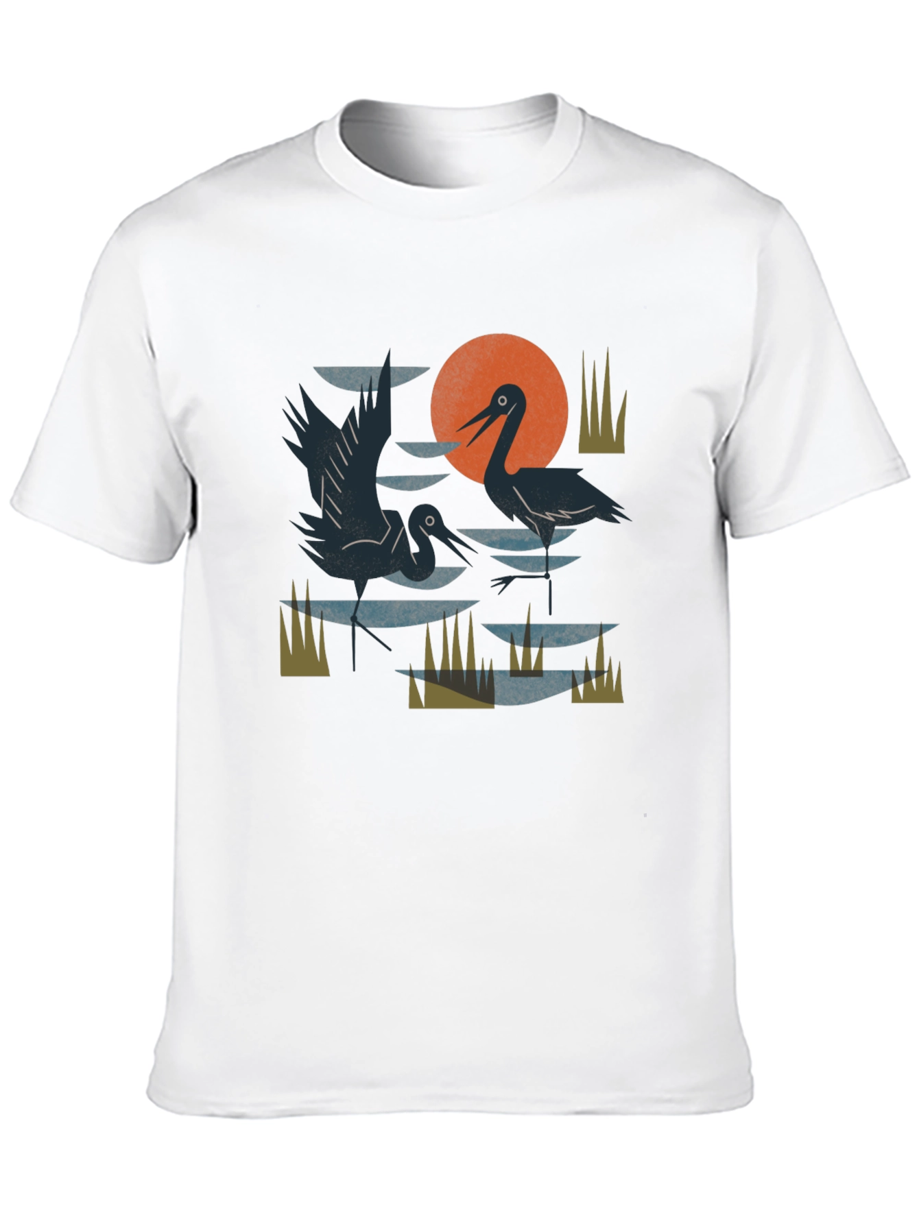 Heron Sunset Graphic Tee - Unisex Cotton T-Shirt