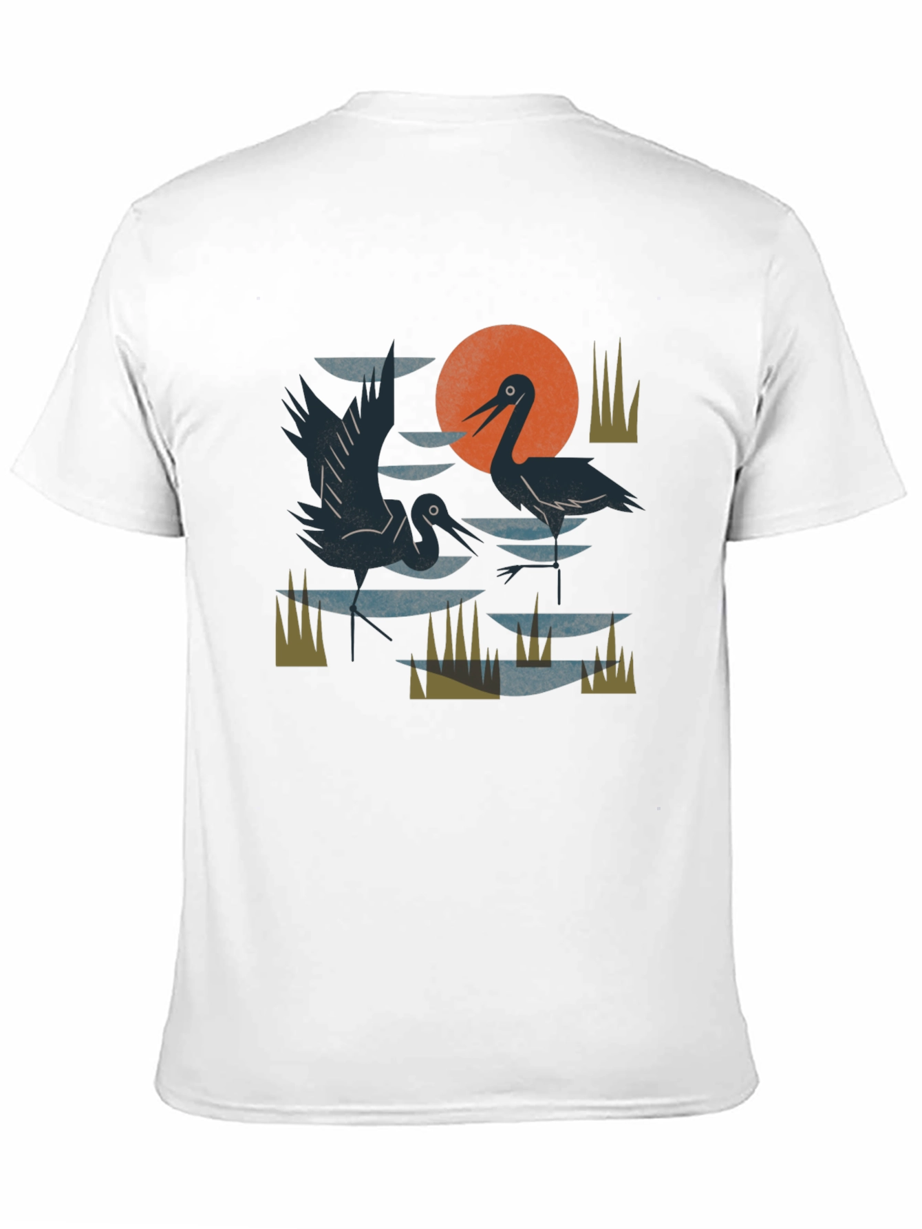 Heron Sunset Graphic Tee - Unisex Cotton T-Shirt