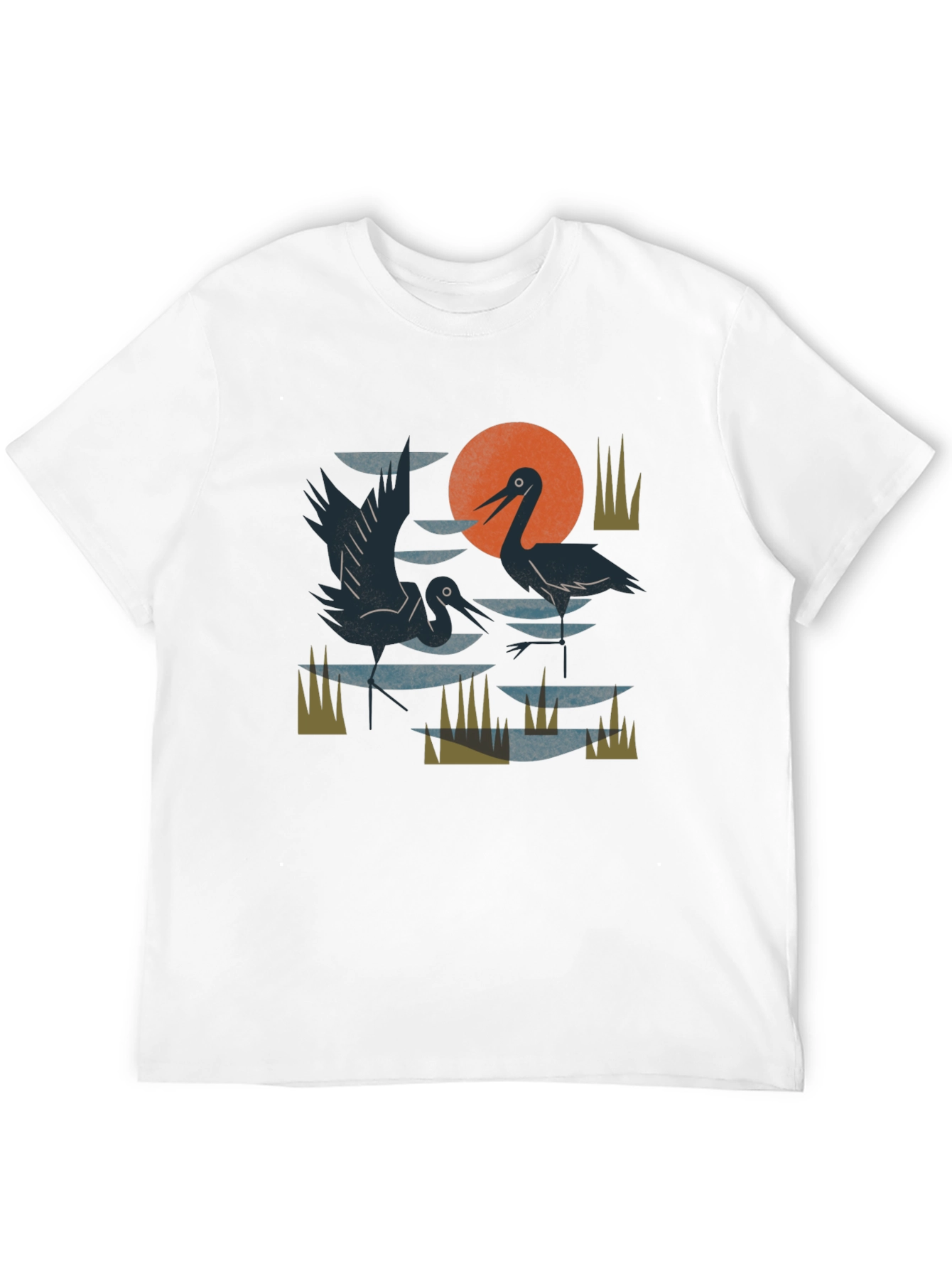 Heron Sunset Graphic Tee - Unisex Cotton T-Shirt