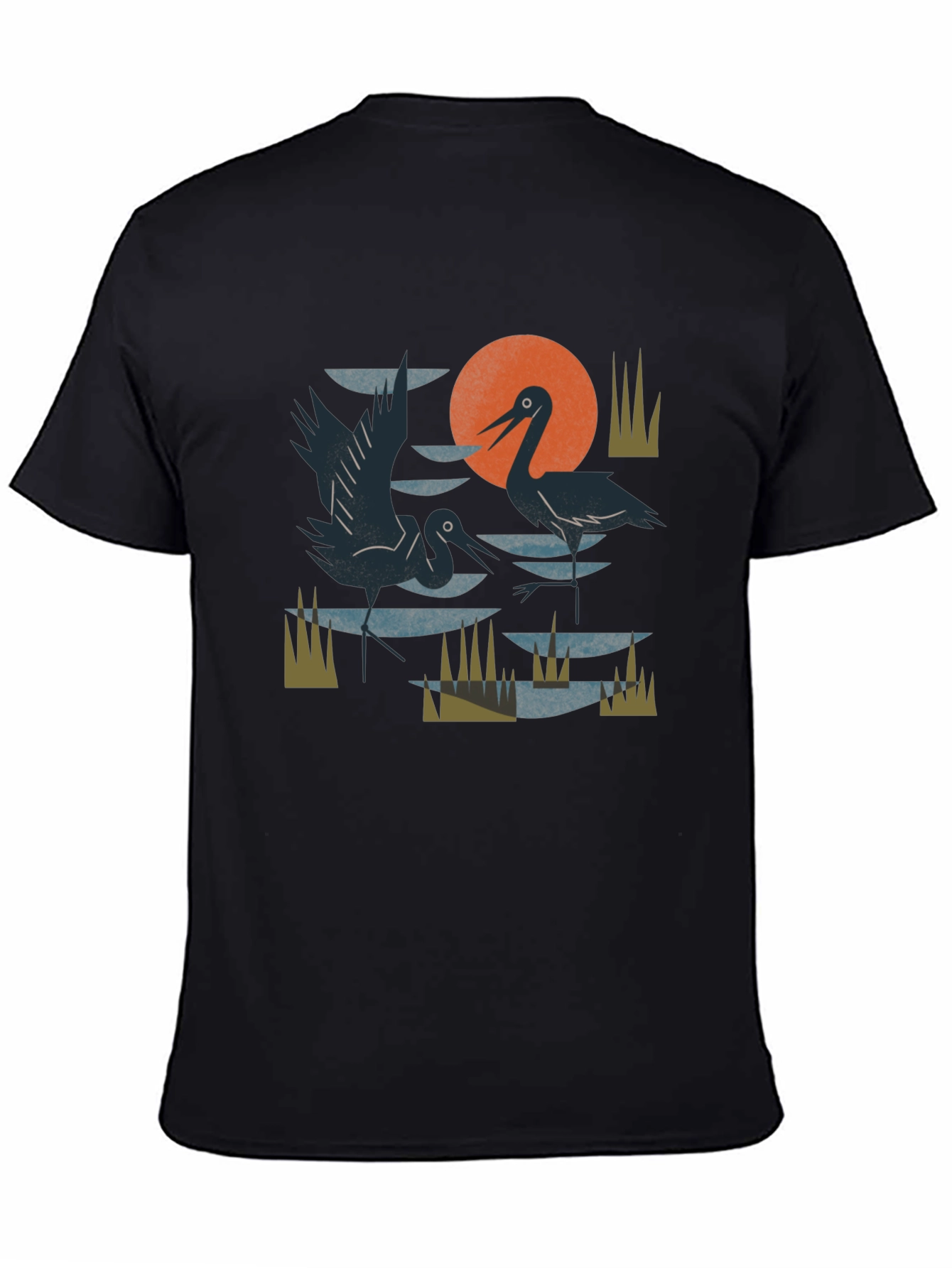Heron Sunset Graphic Tee - Unisex Cotton T-Shirt