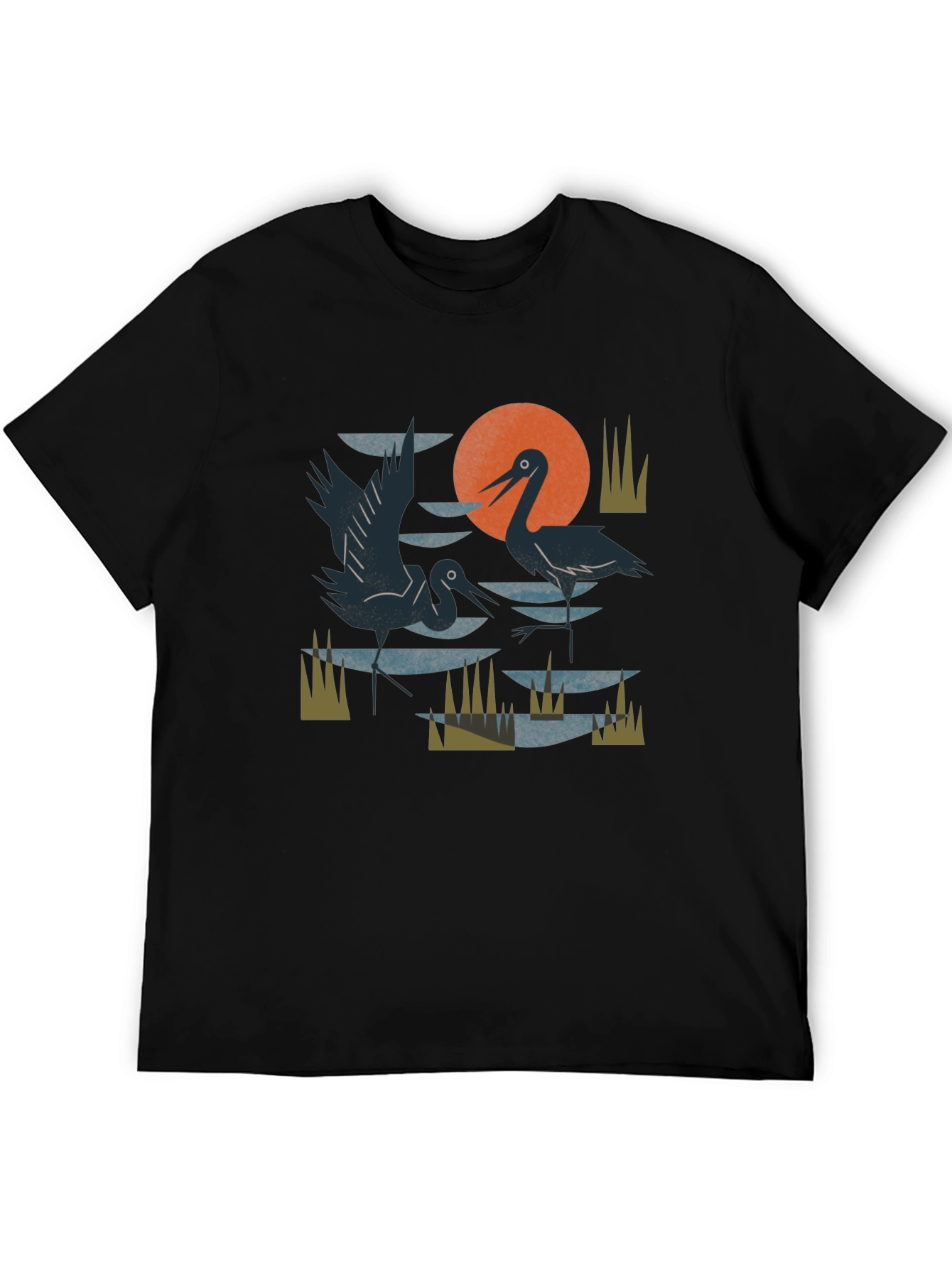 Heron Sunset Graphic Tee - Unisex Cotton T-Shirt