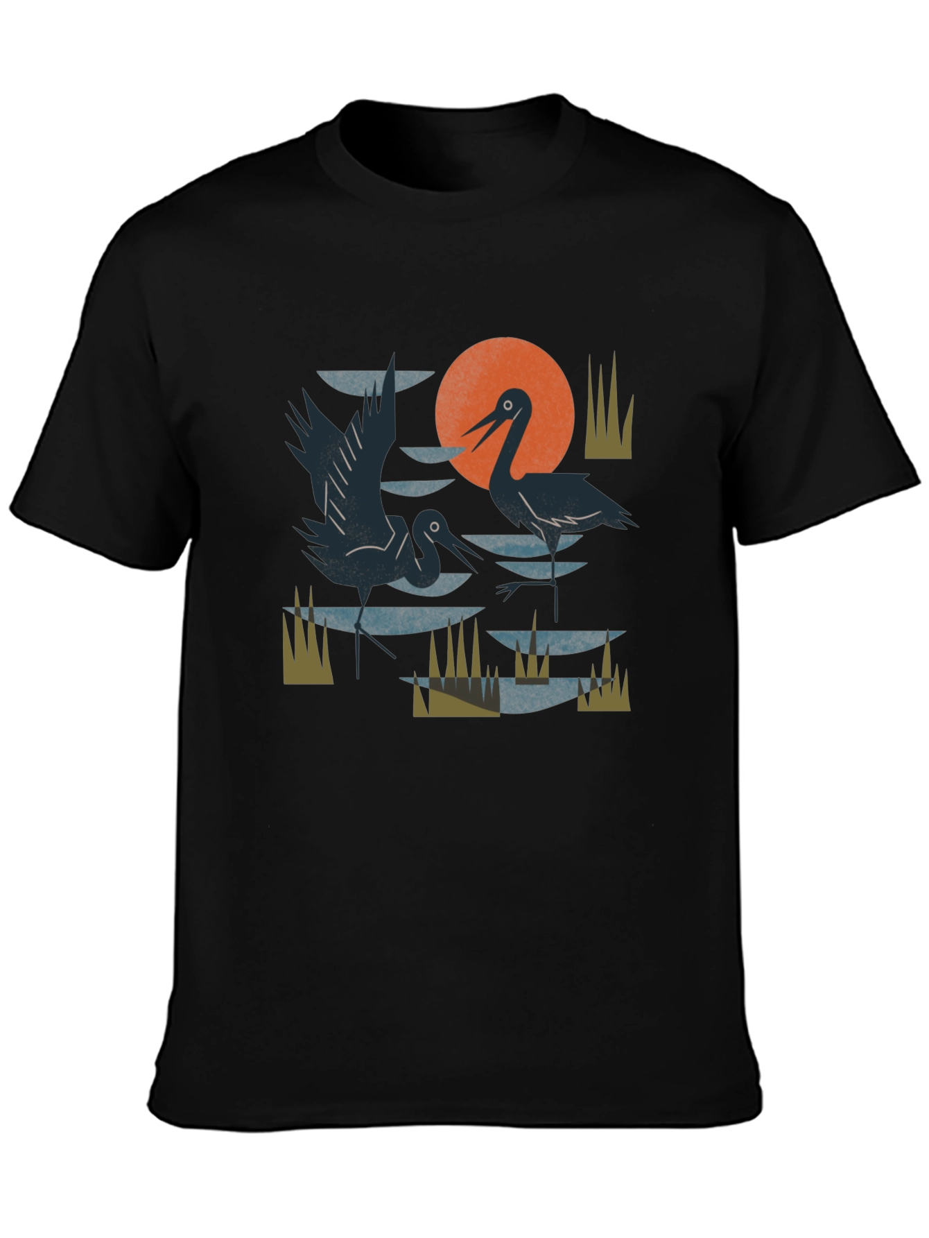 Heron Sunset Graphic Tee - Unisex Cotton T-Shirt