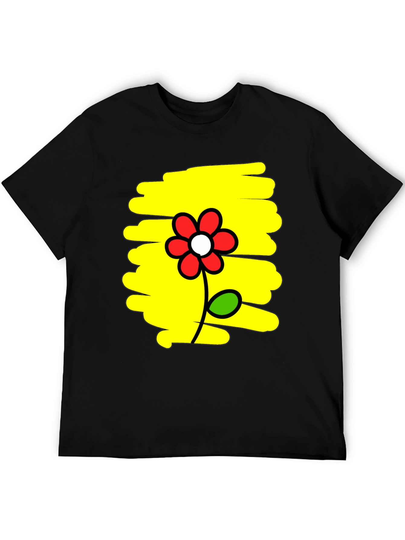 Floral Graphic Print Mens Black T-Shirt