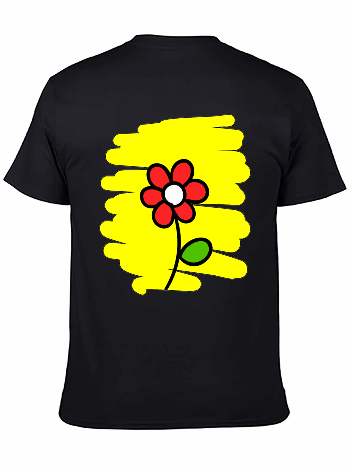 Floral Graphic Print Mens Black T-Shirt
