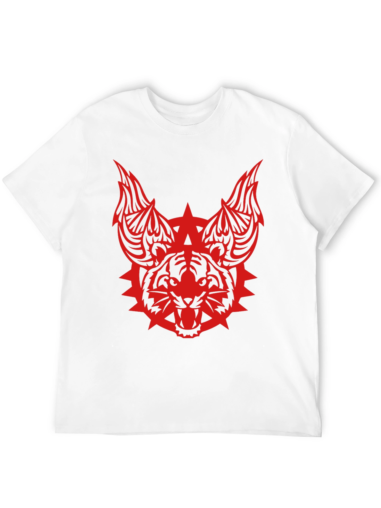 Edgy Tribal Tiger Graphic Black T-Shirt