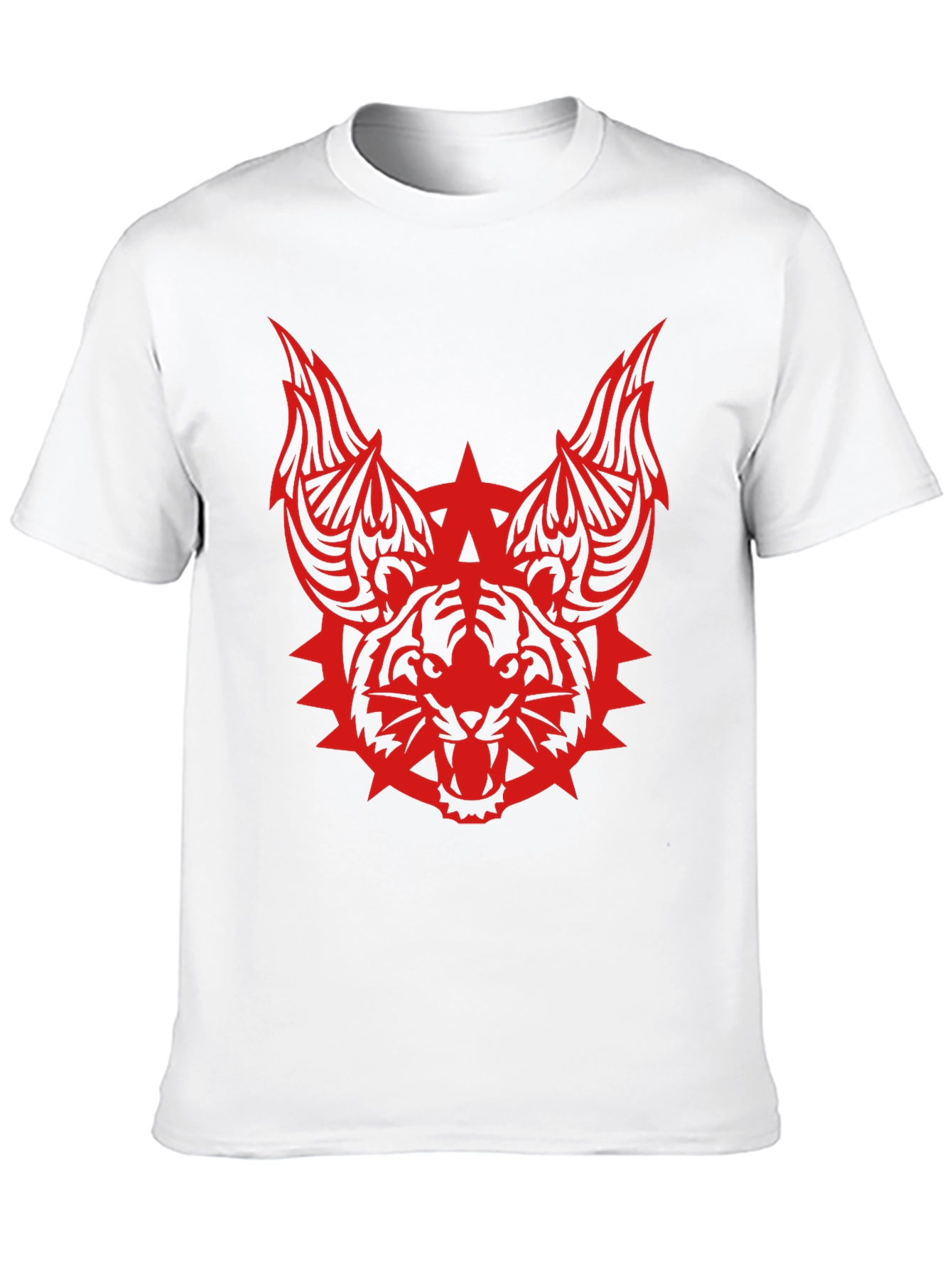 Edgy Tribal Tiger Graphic Black T-Shirt