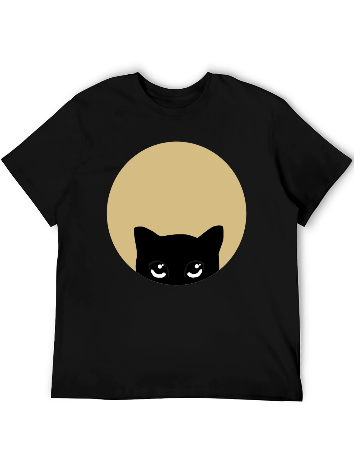 Cute Peekaboo Cat Graphic T-Shirt - Black