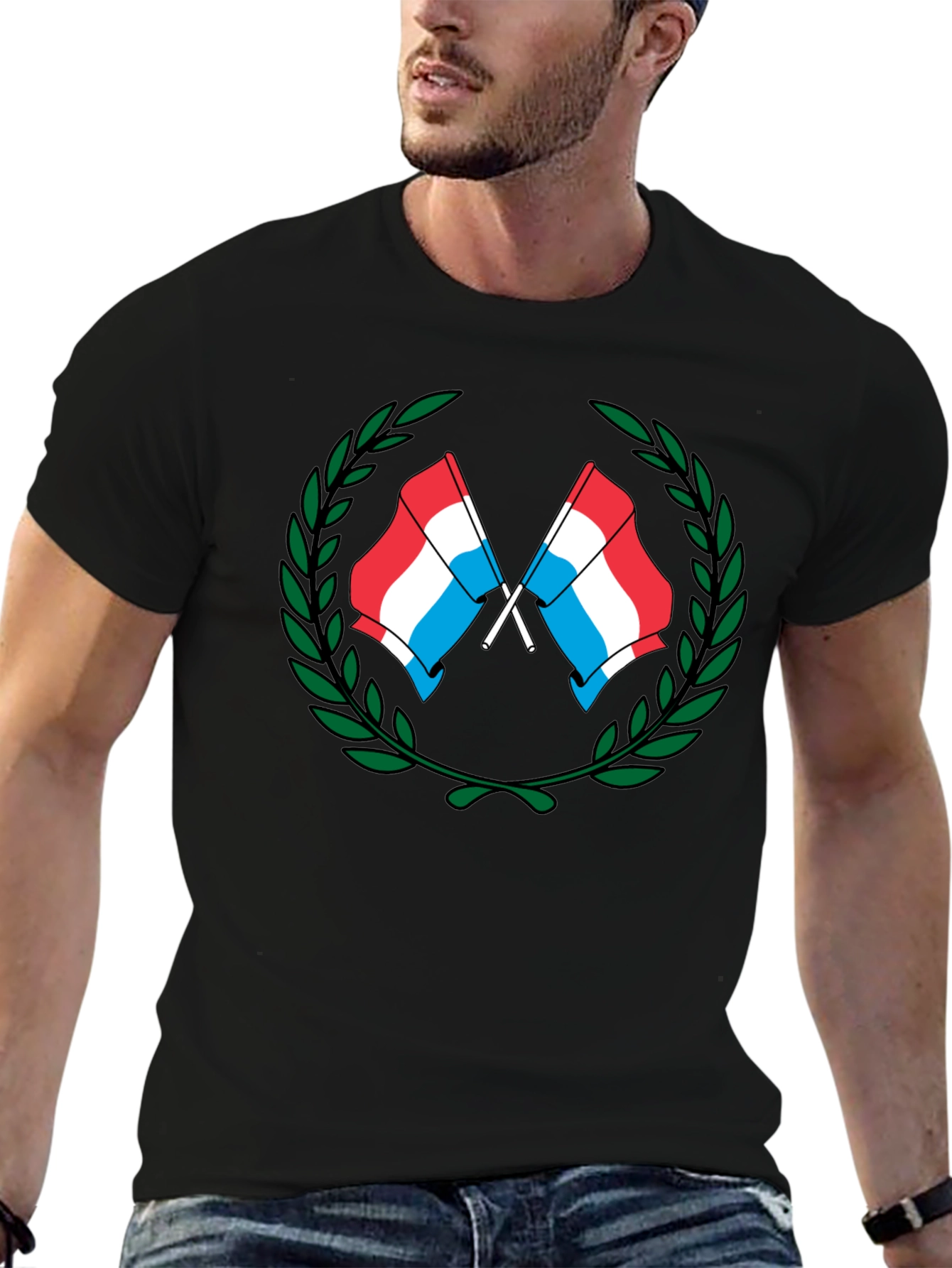 Luxembourg Flag Wreath Graphic T-Shirt