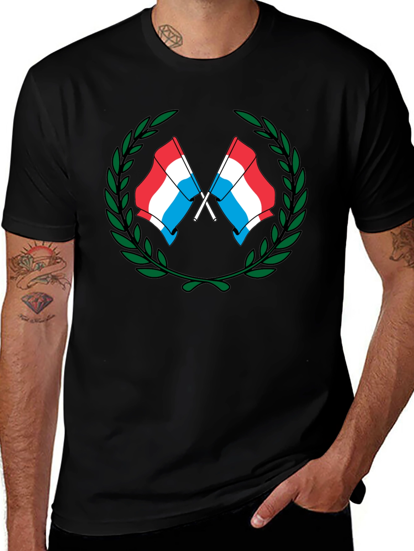 Luxembourg Flag Wreath Graphic T-Shirt