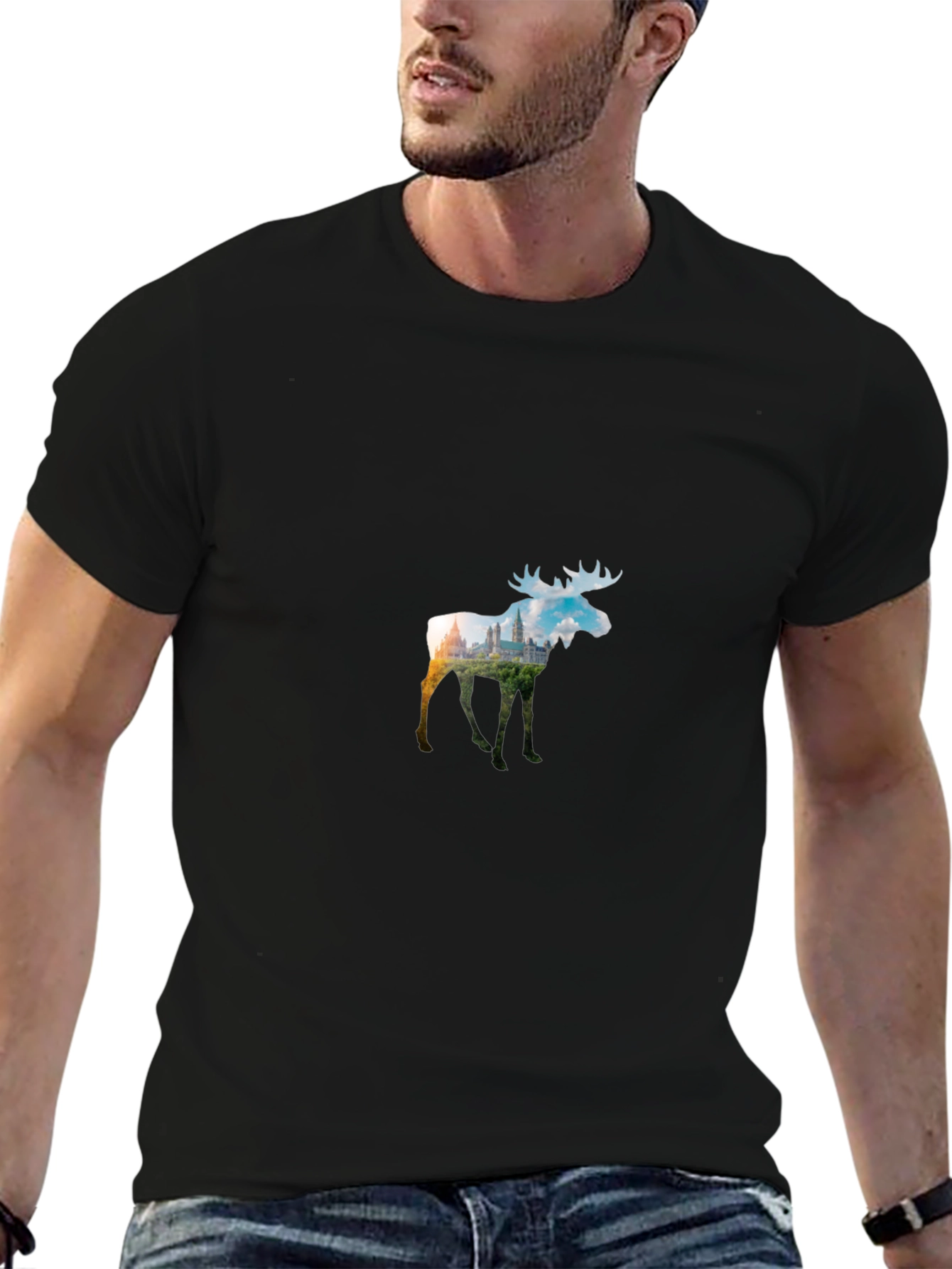 Moose Silhouette Black T-Shirt