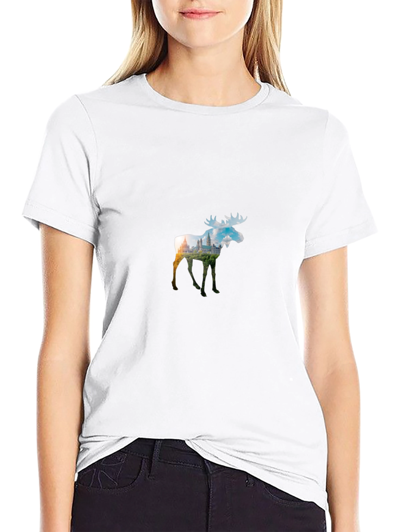 Moose Silhouette Black T-Shirt