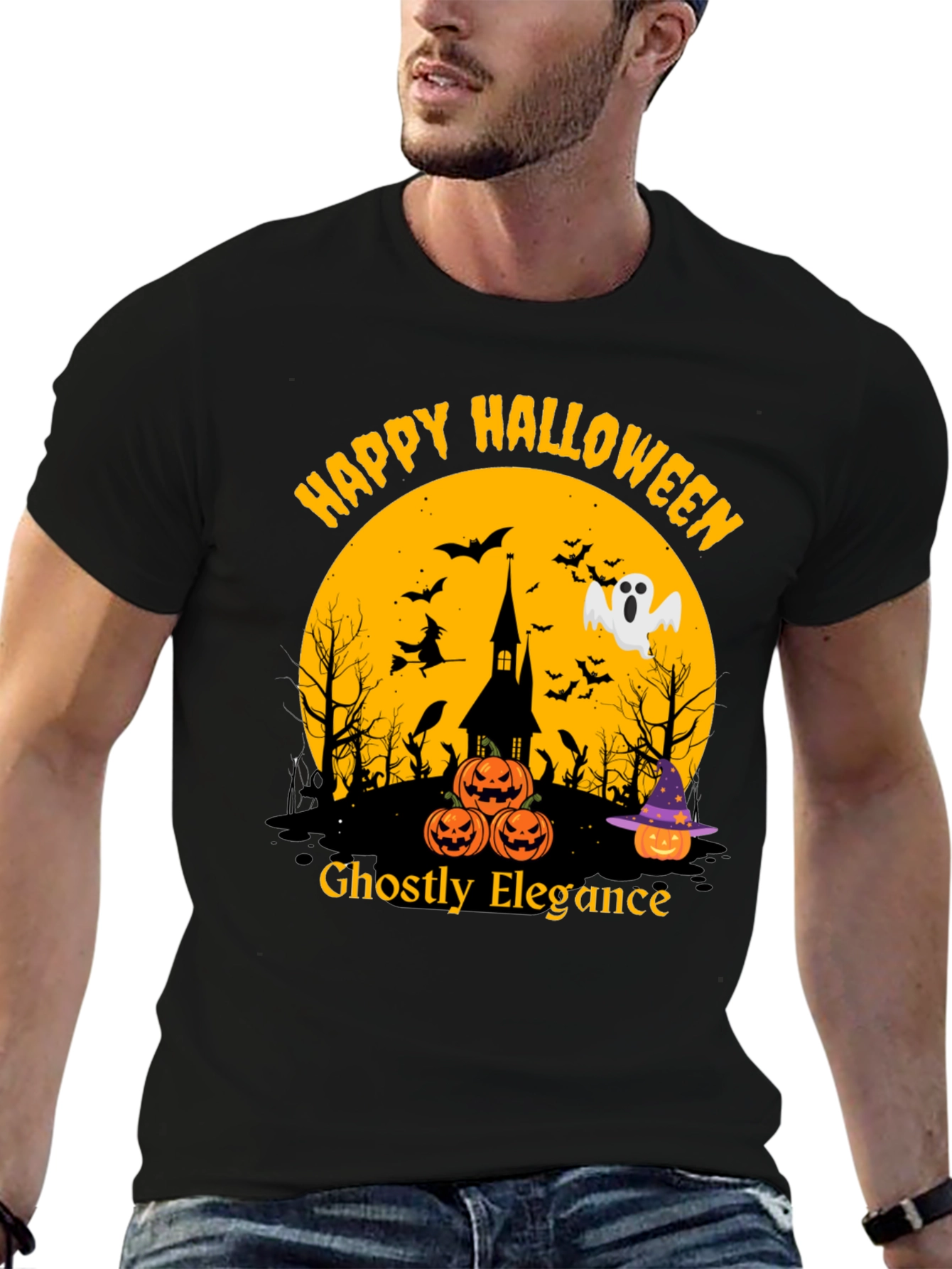 Happy Halloween Ghostly Elegance T-Shirt