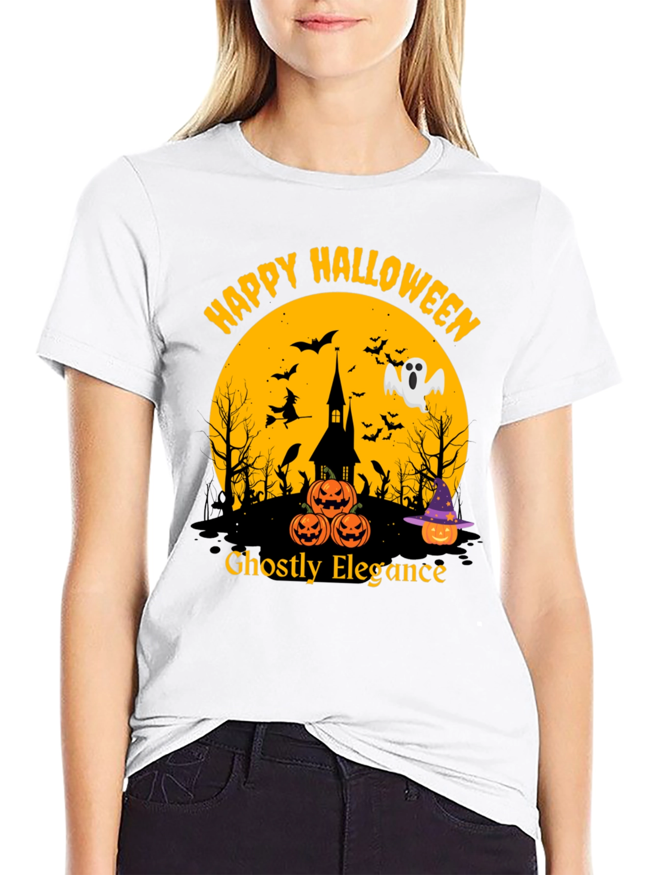 Happy Halloween Ghostly Elegance T-Shirt
