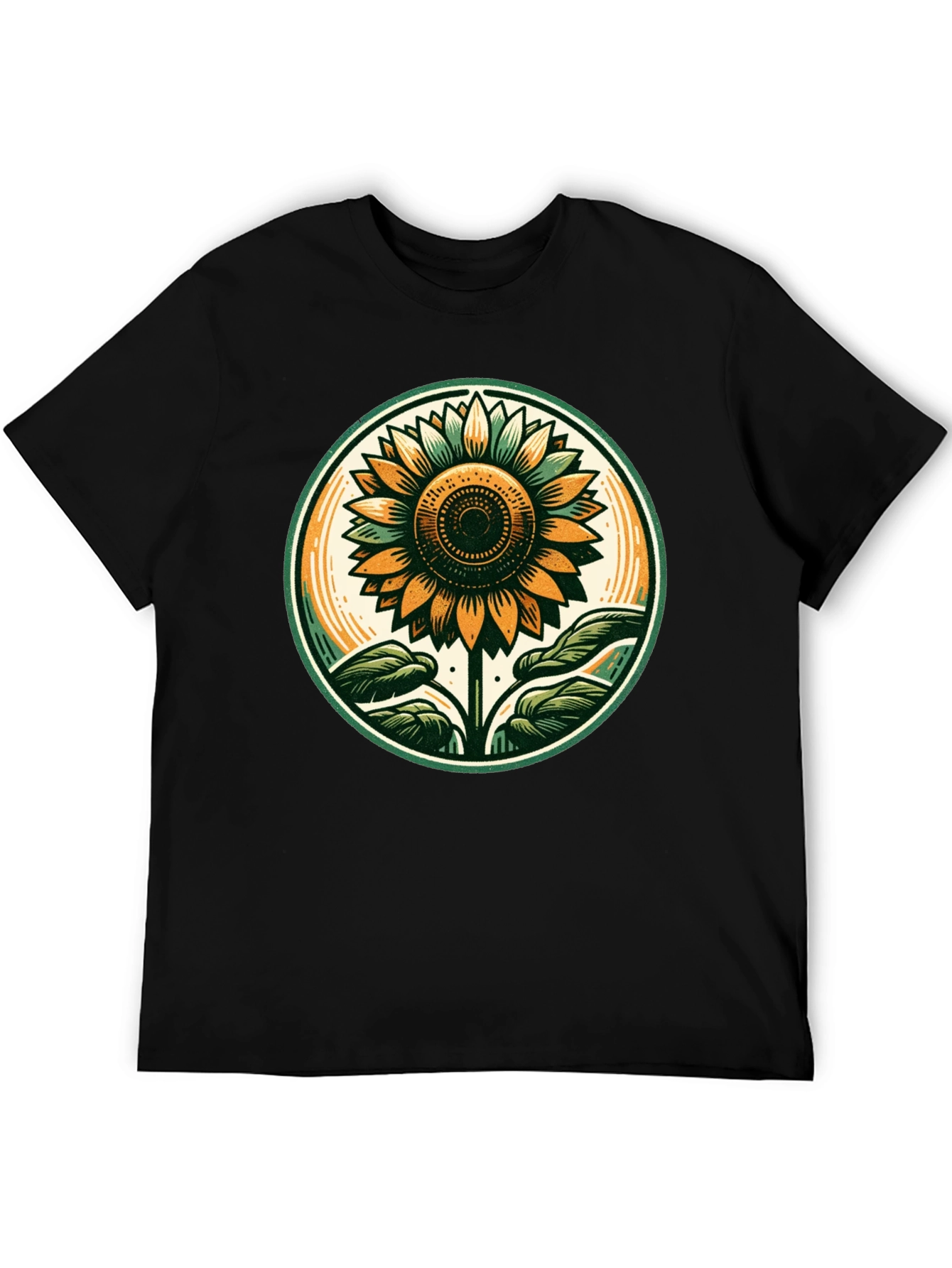 Sunflower Graphic Tee - Black Cotton T-Shirt