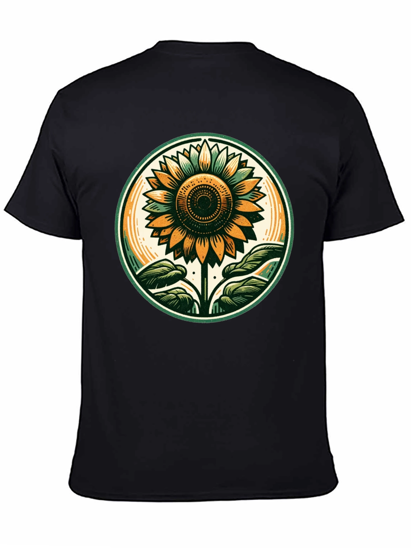 Sunflower Graphic Tee - Black Cotton T-Shirt