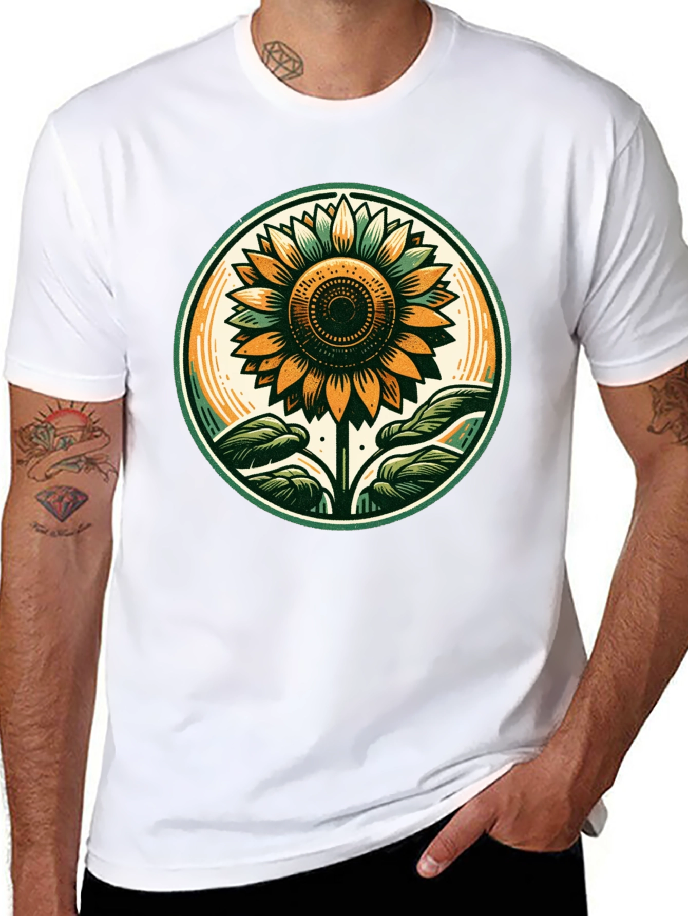 Sunflower Graphic Tee - Black Cotton T-Shirt