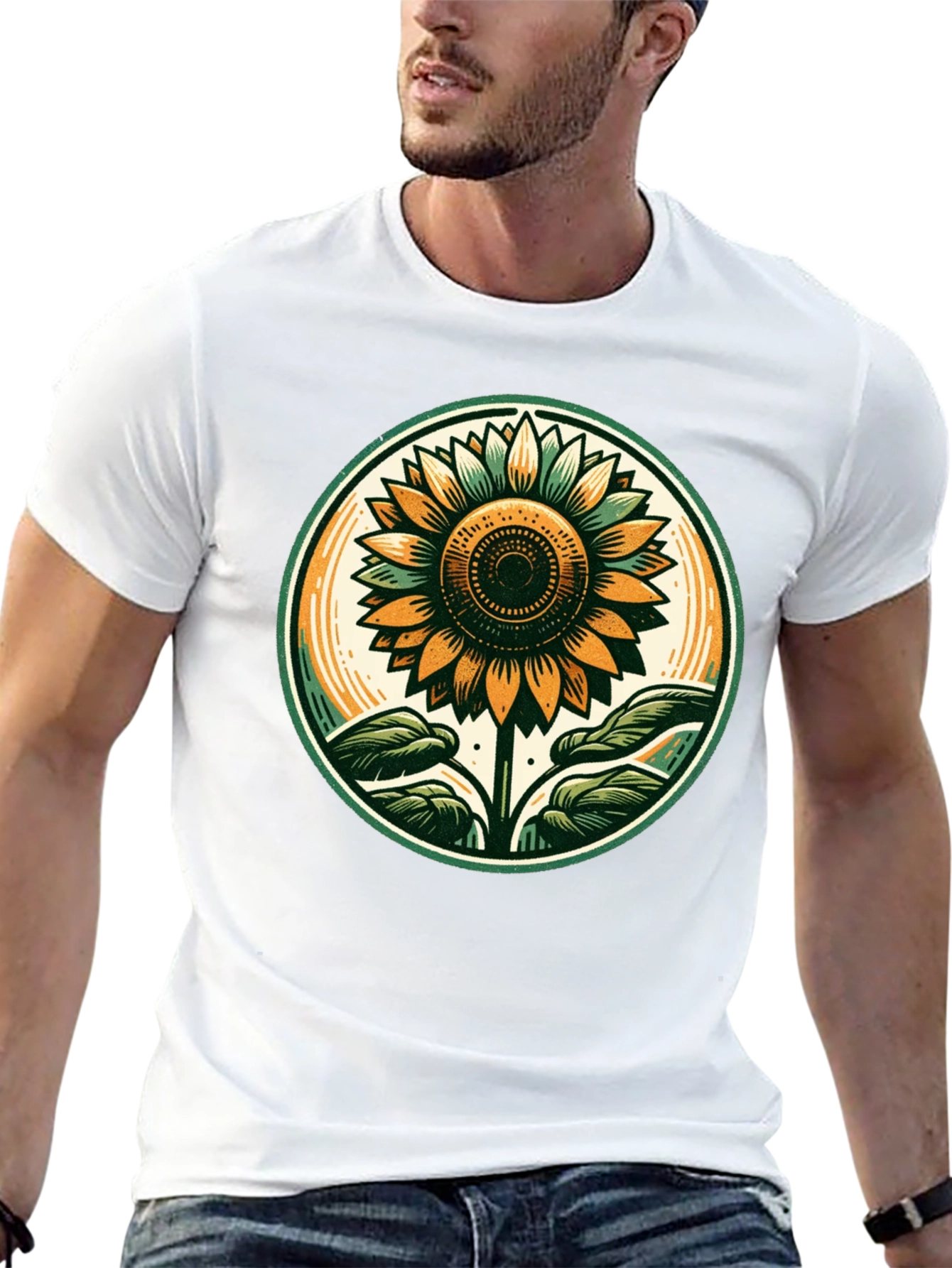 Sunflower Graphic Tee - Black Cotton T-Shirt