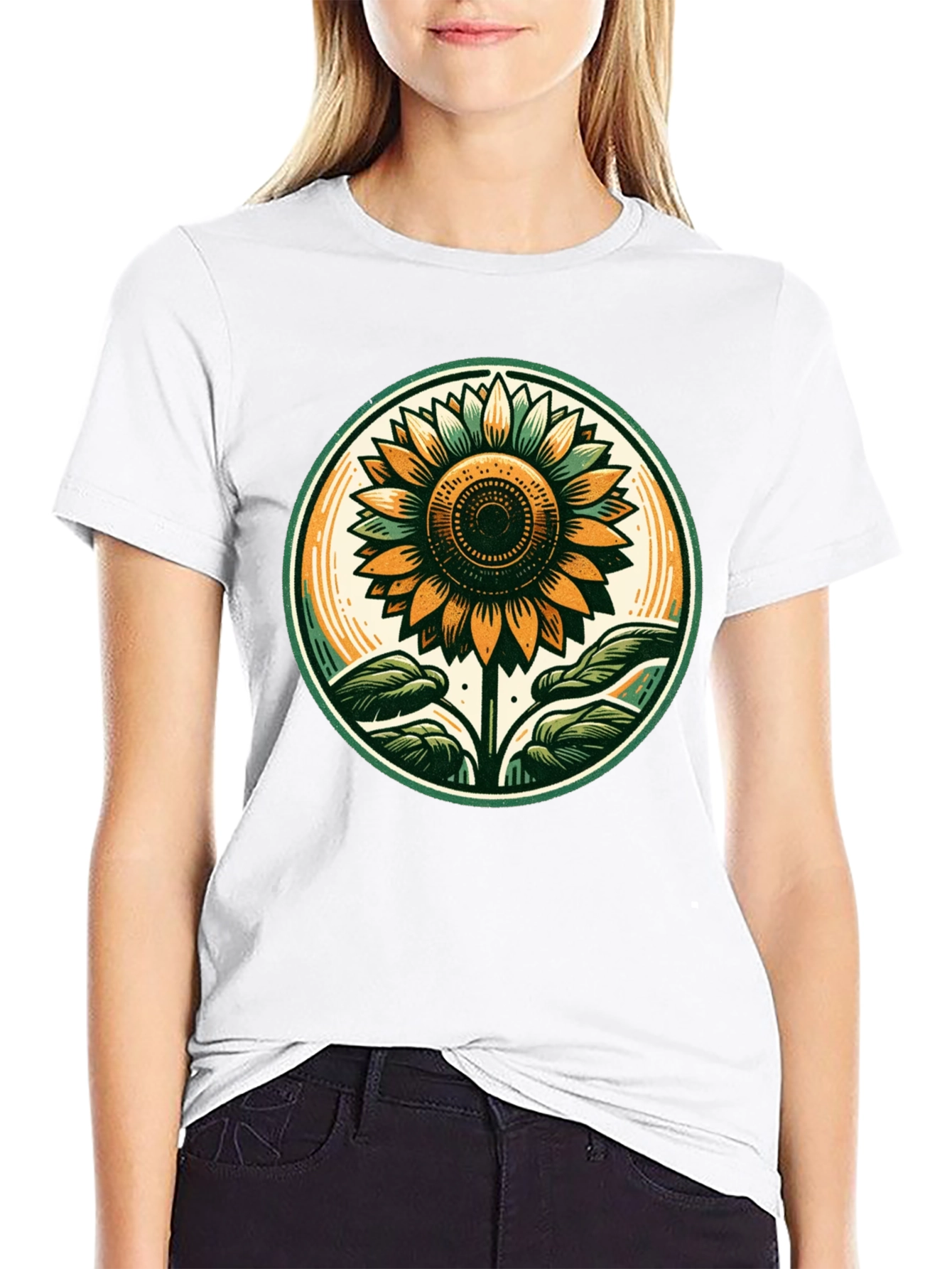 Sunflower Graphic Tee - Black Cotton T-Shirt