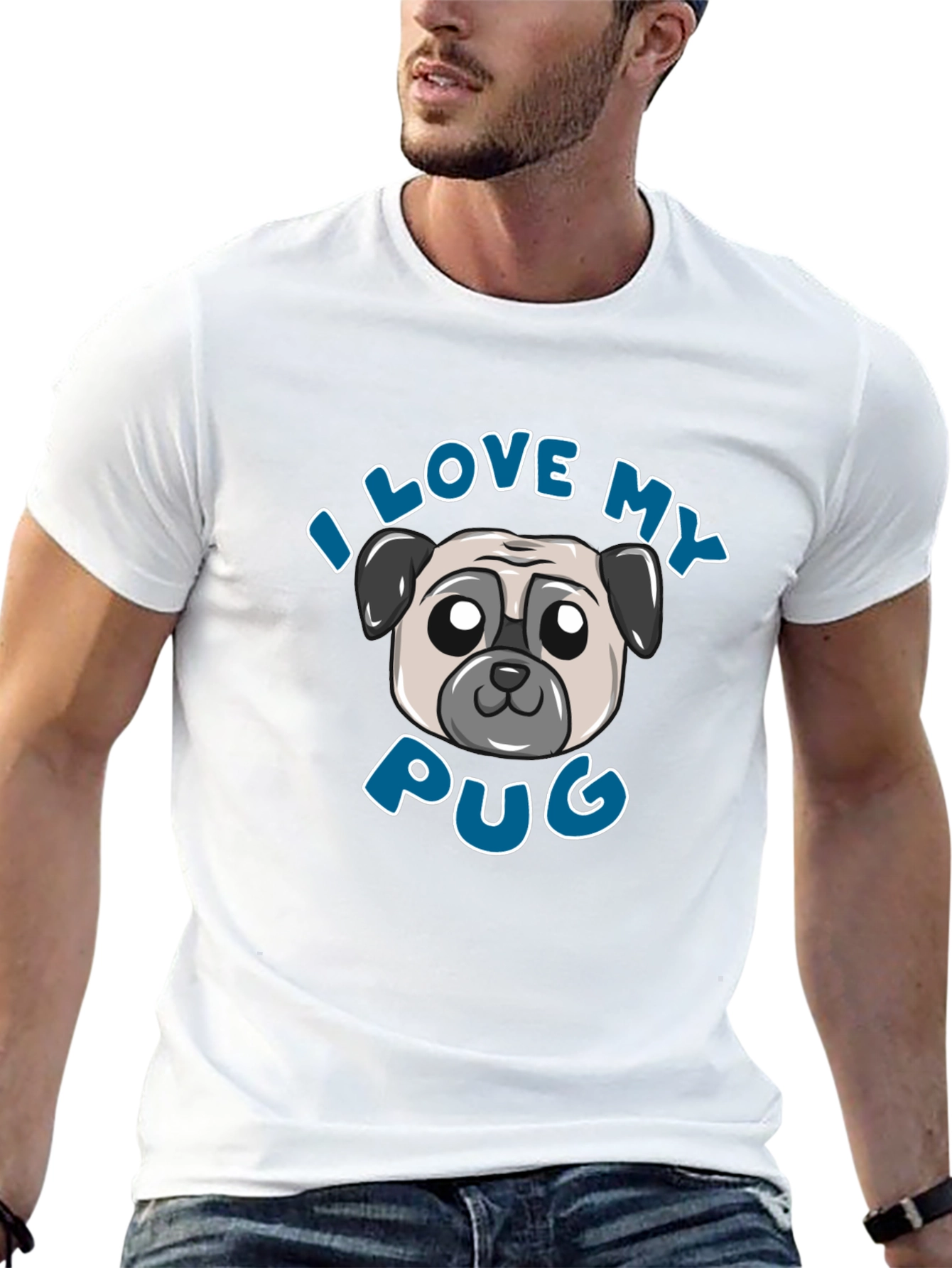 I Love My Pug Graphic Tee - Black