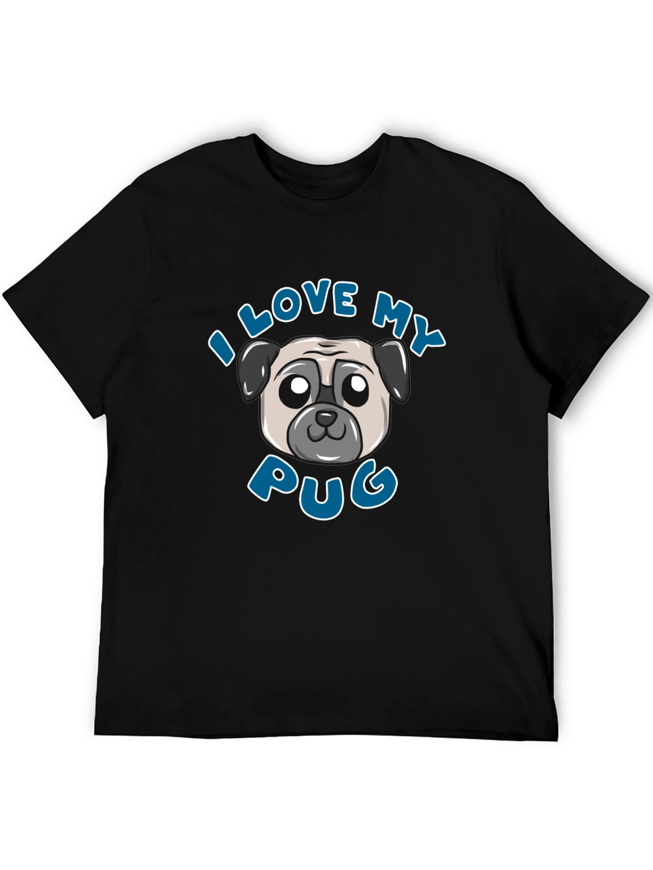 I Love My Pug Graphic Tee - Black