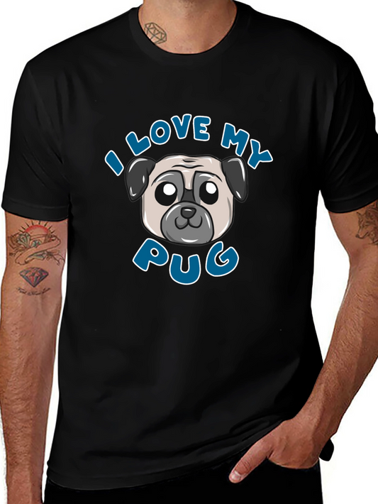 I Love My Pug Graphic Tee - Black