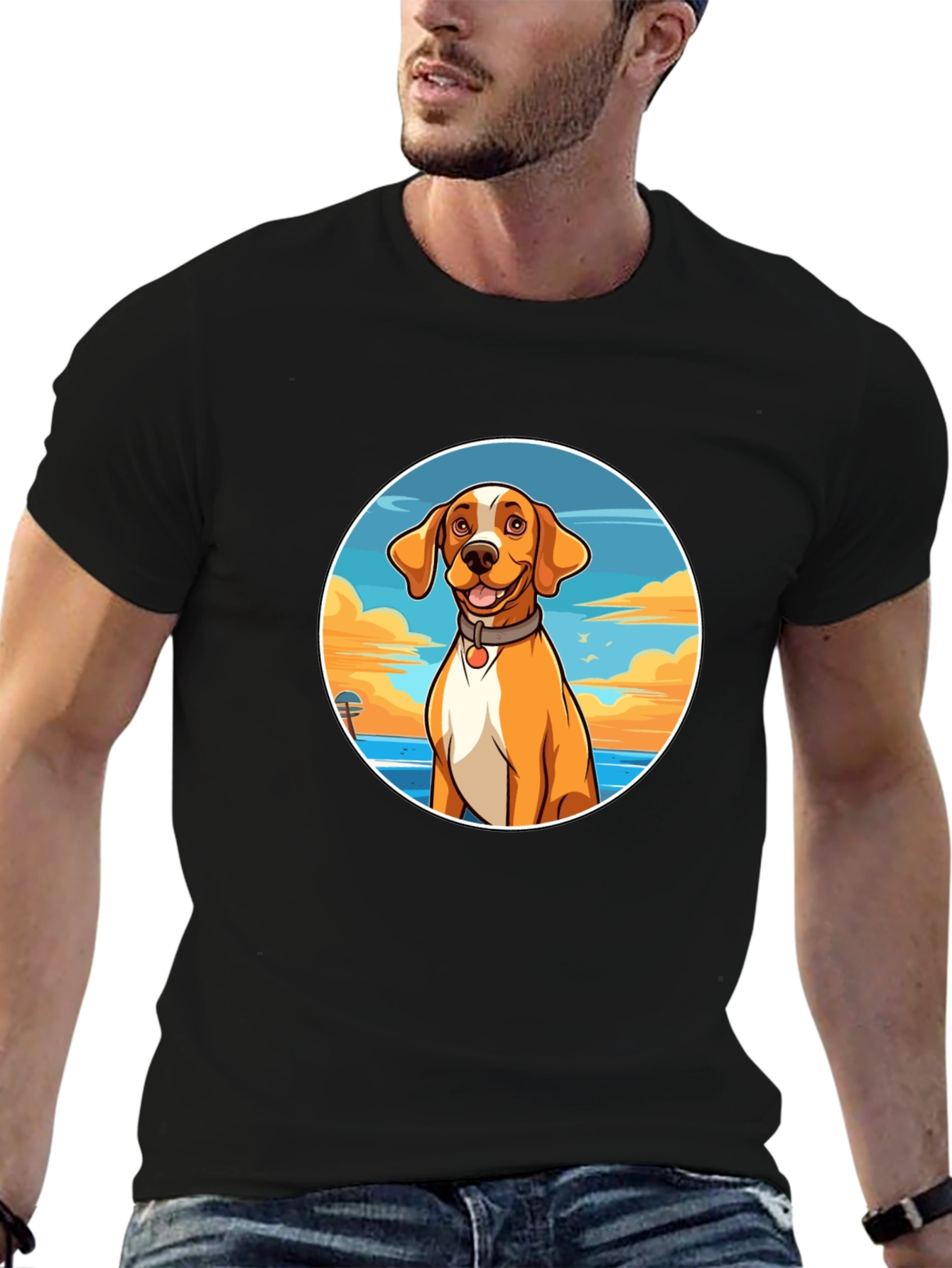 Dog Beach T-Shirt: Relaxed Fit Unique Graphic Tee