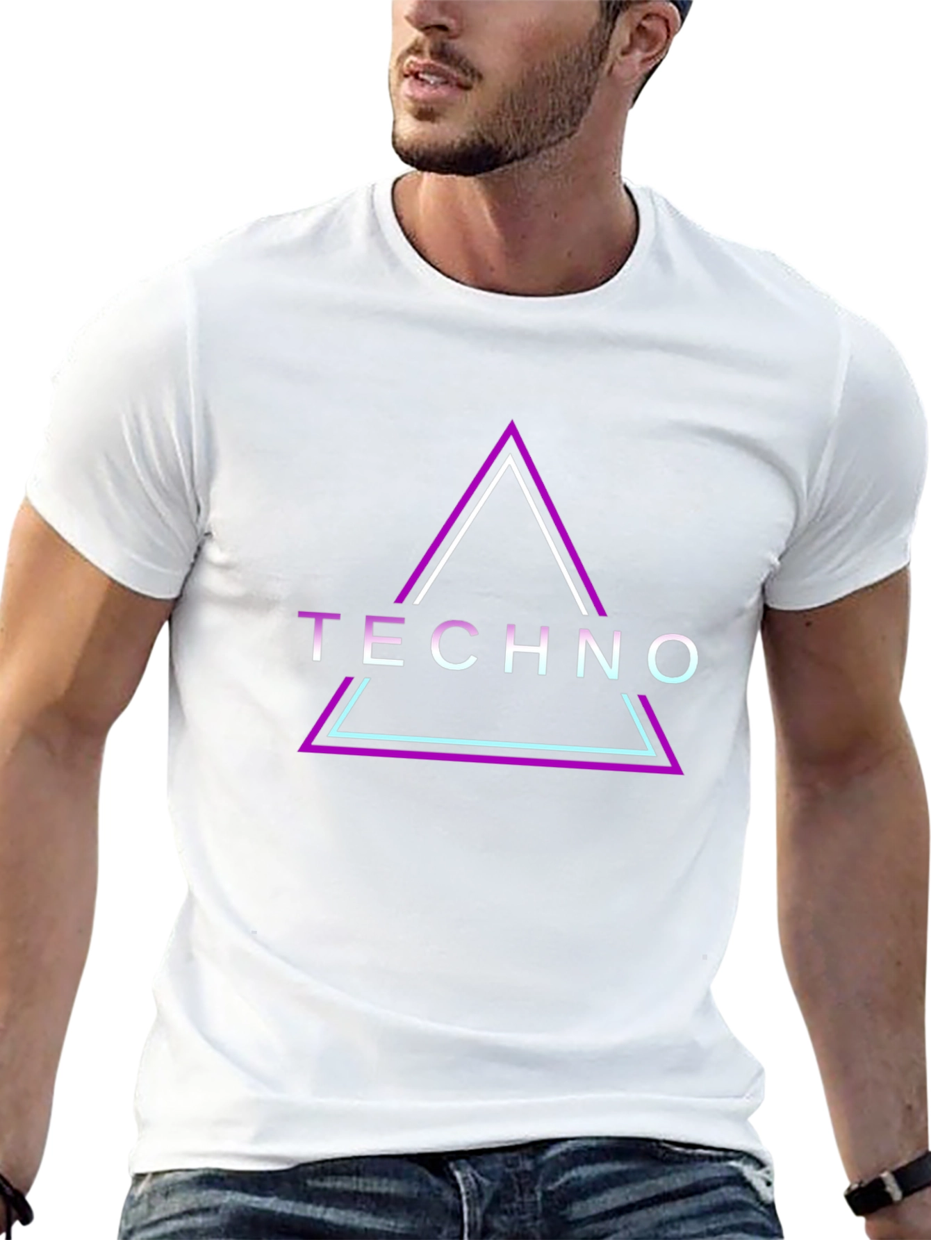 Techno Graphic T-Shirt - Modern Neon Design