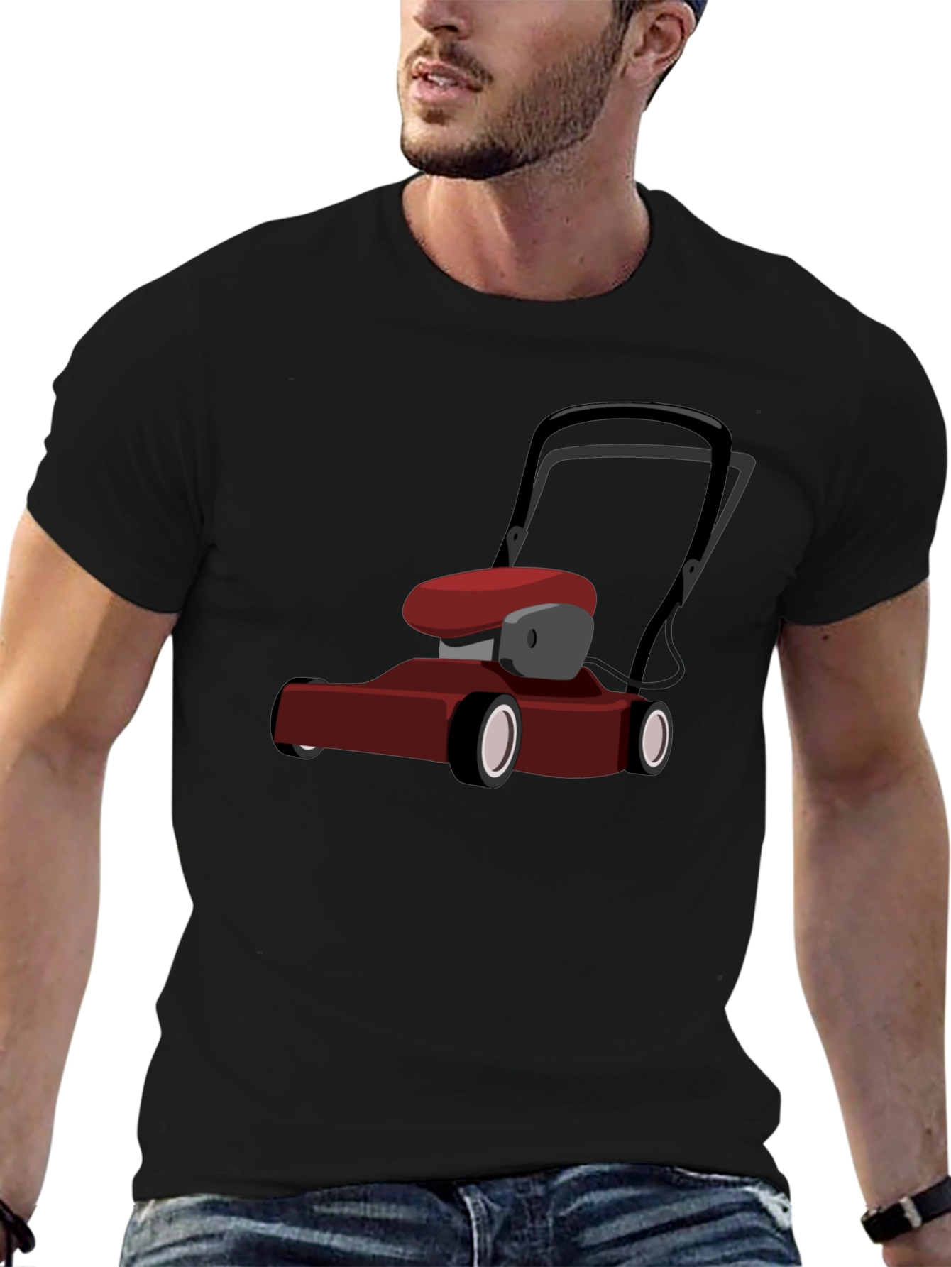 Lawnmower Graphic Tee - Black Cotton Casual T-Shirt