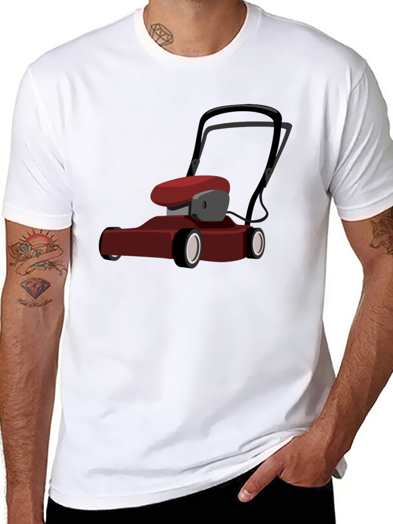 Lawnmower Graphic Tee - Black Cotton Casual T-Shirt