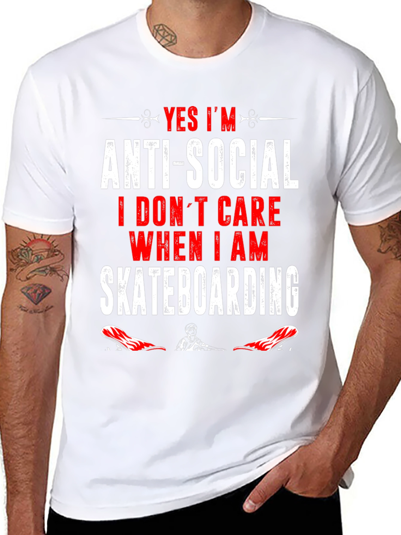 Anti-Social Skateboarder Graphic T-Shirt