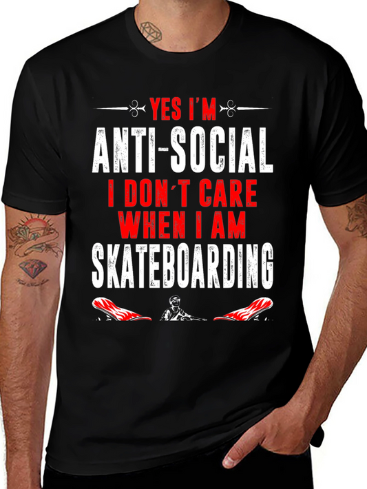 Anti-Social Skateboarder Graphic T-Shirt
