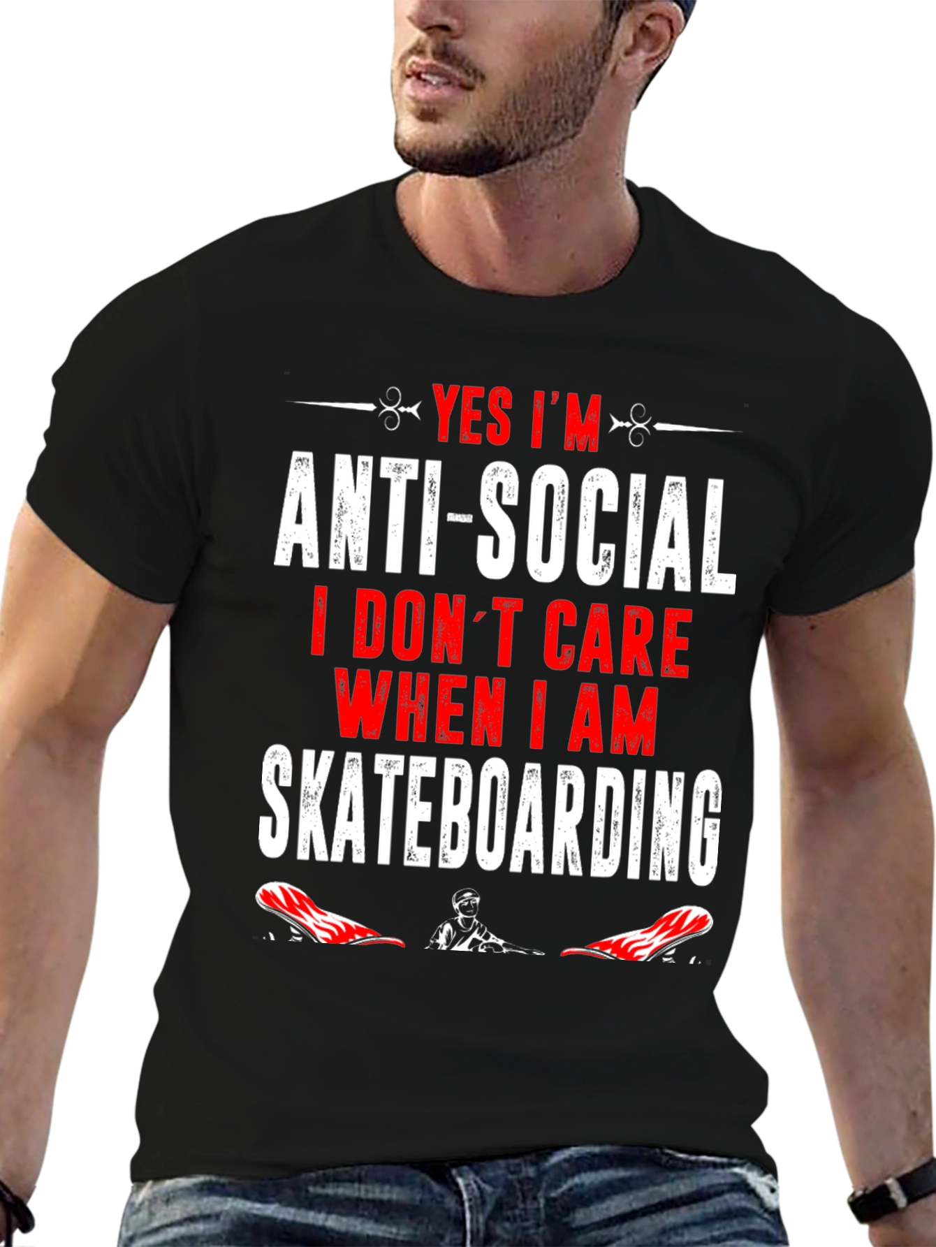 Anti-Social Skateboarder Graphic T-Shirt