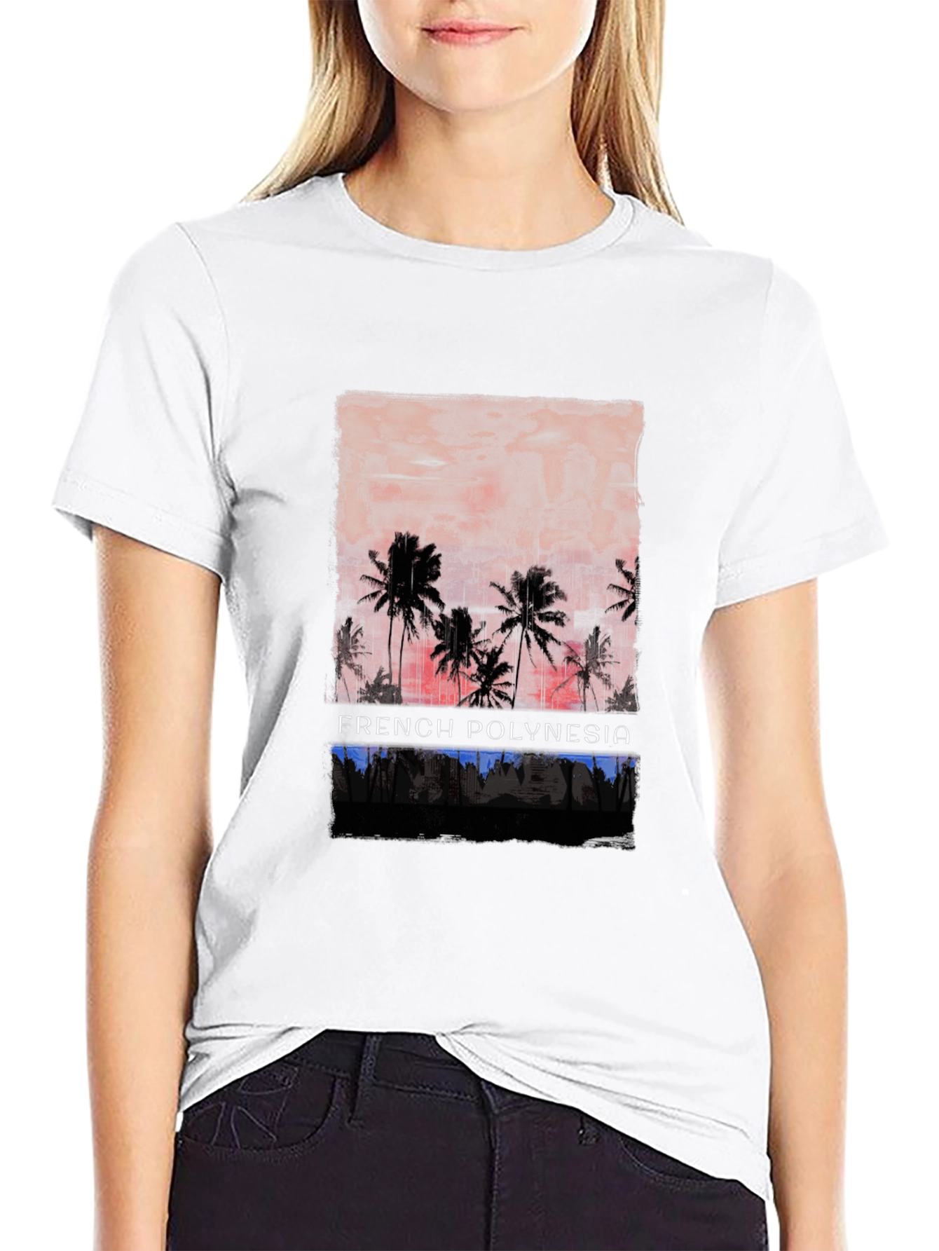 French Polynesia Palm Tree Graphic T-Shirt