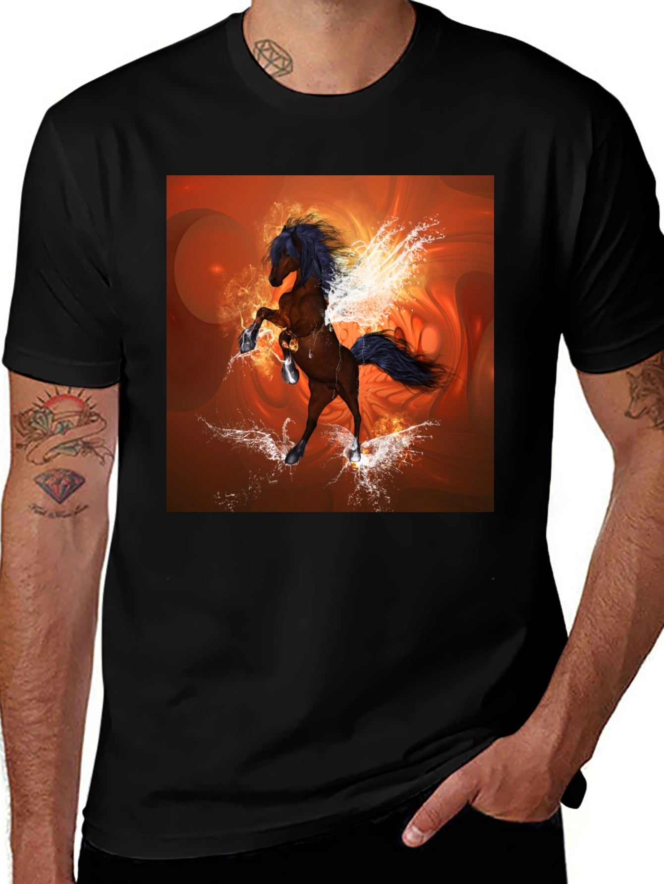 Fantasy Horse Graphic Black T-Shirt