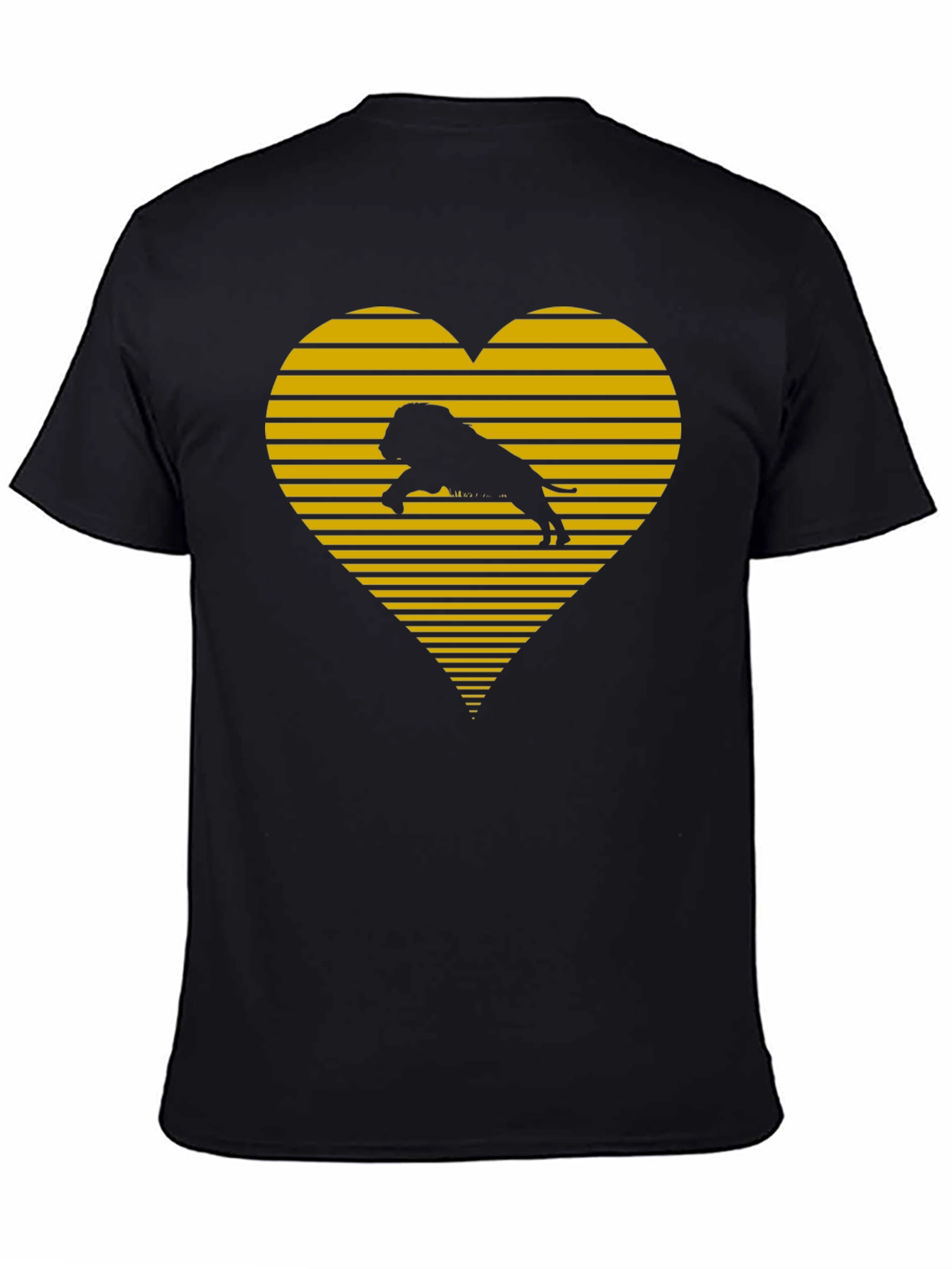 Lion Heart Striped Graphic Tee - Black